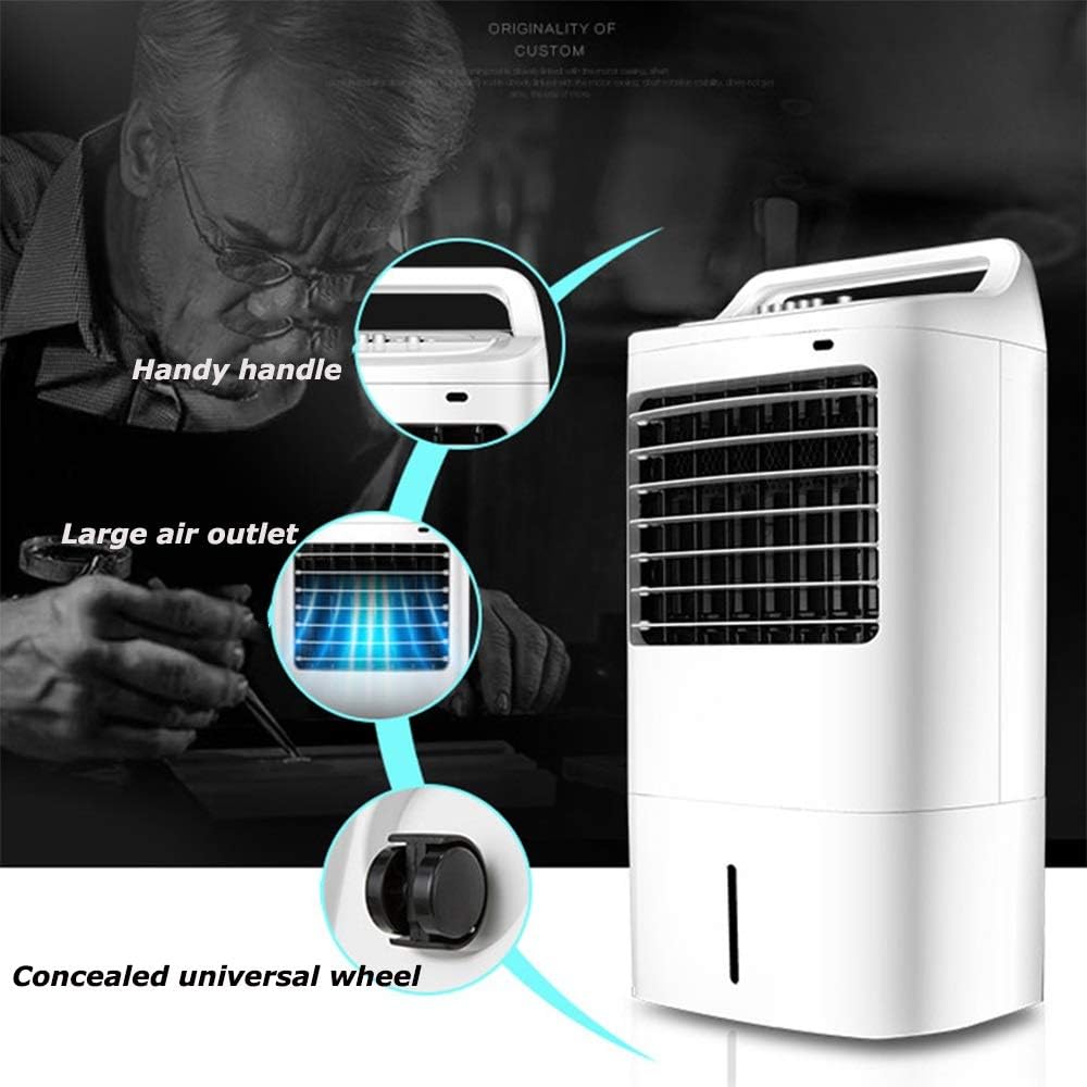 Cooling Fans Portable Evaporative Air Cooler with Fan & Humidifier 3 Speed 3 Modes Bladeless Quiet Electric Fan WRemote Control for Indoor Home Office Dorms 55W 3 Speed Setting, White