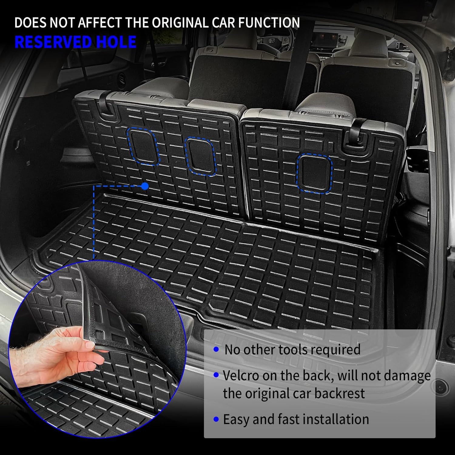 Rongtaod Floor Mats Compatible with 2016-2022 Honda Pilot 8 Seats Trunk Mat Cargo Mat Cargo Liner Back Seat Cover Protector (No Elite Model) Pilot Accessories (Trunk Mat with Backrest Mat+Floor Mats)