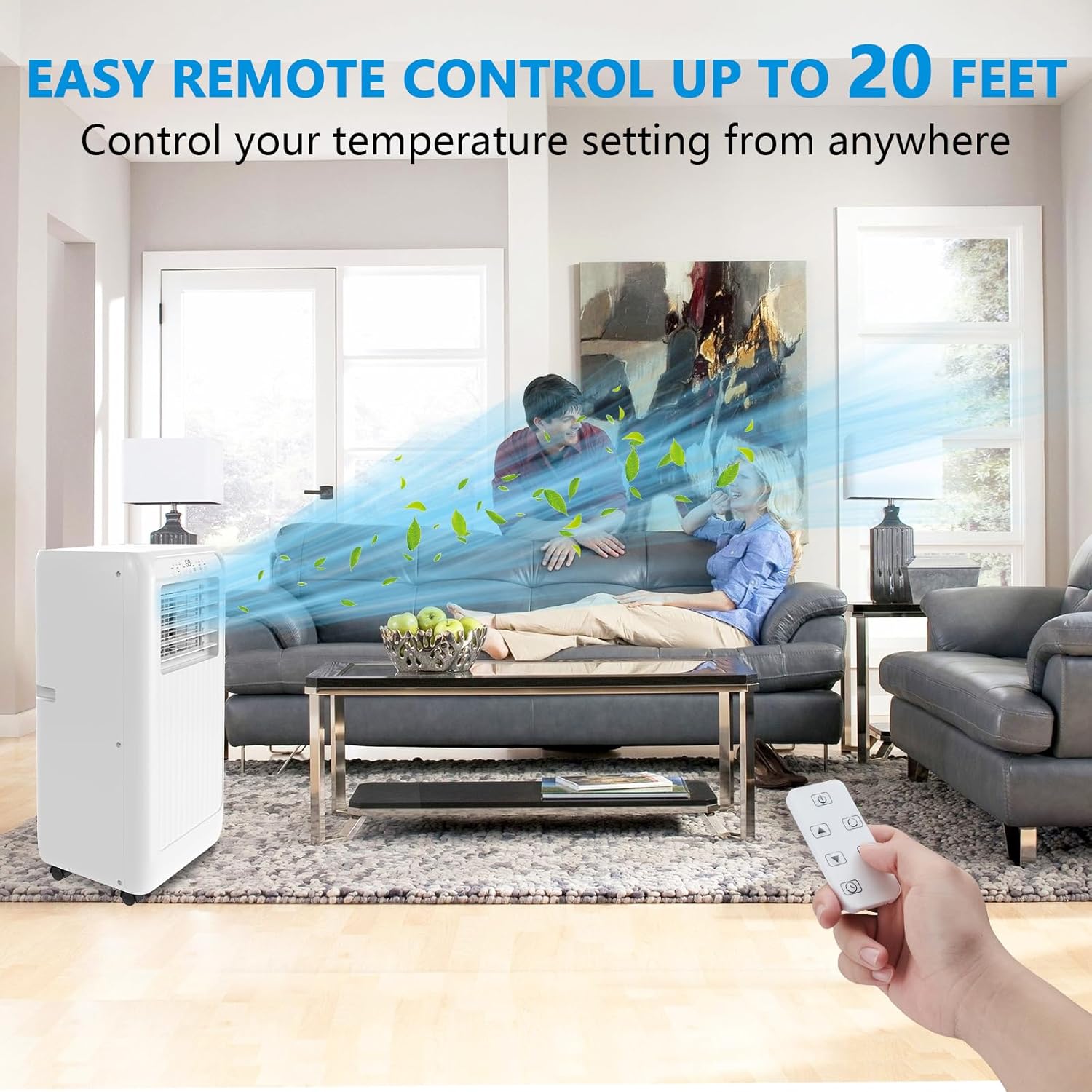 8000BTU Portable Air Conditioners, Portable Ac Unit Cools Up To 350 Sq, With Touch Remote Control, 24h Timer Air Cooler For Bedroom Office