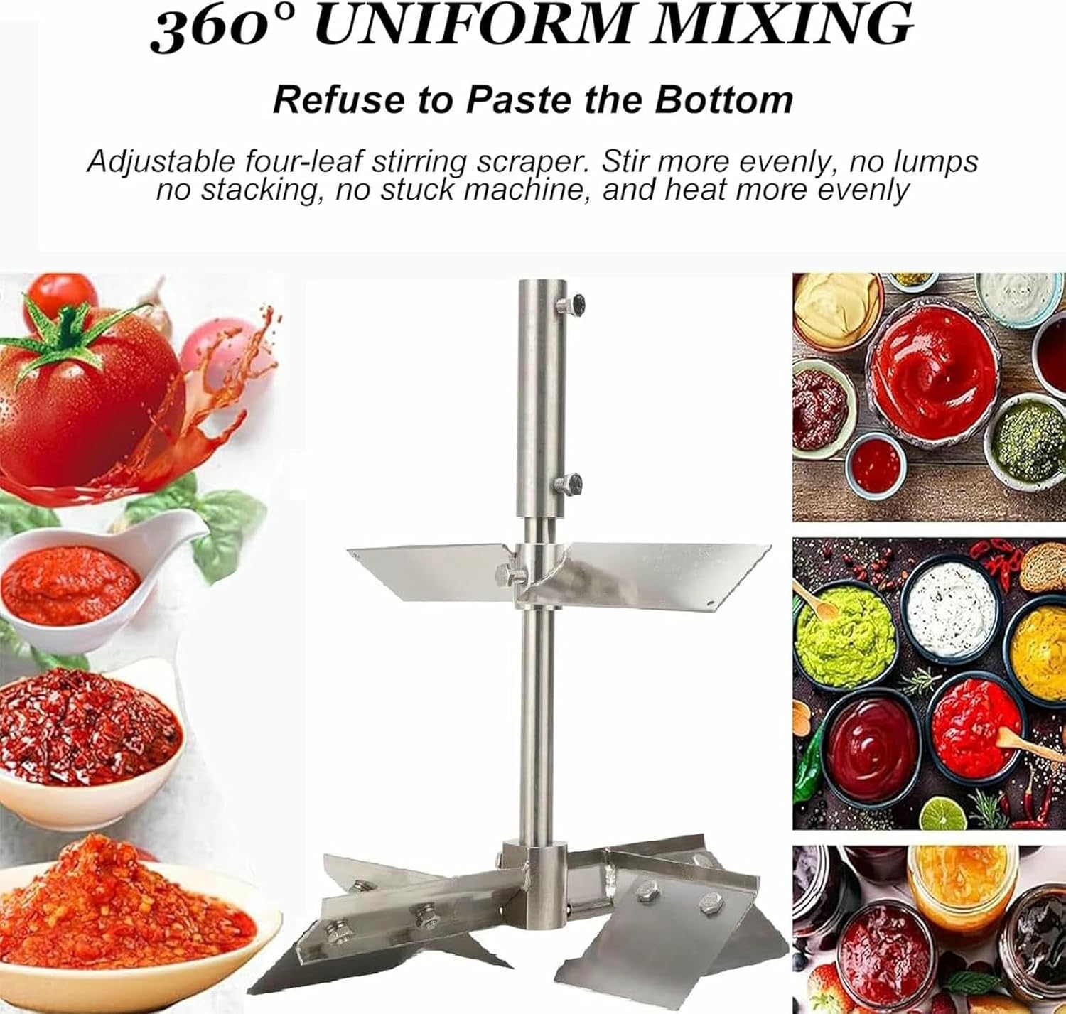 Commercial Food Stirrer Pot, Electric Stainless Steel Automatic Mixer Machine for Making Jam/Sauce/Filling