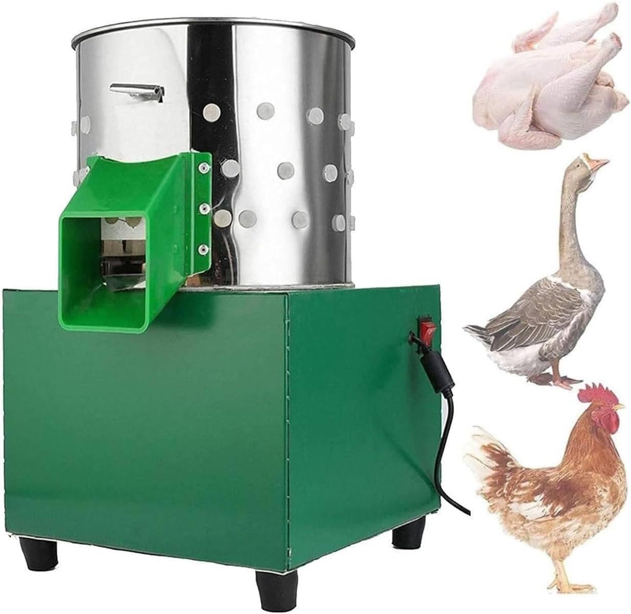 Fowl Food Processor Electric, Commercial Chicken Plucker, Poultry De-featherer with 110 Rubber Fingers, Chicken Turkey Defeathering Machine, for Farming Abattoir Home