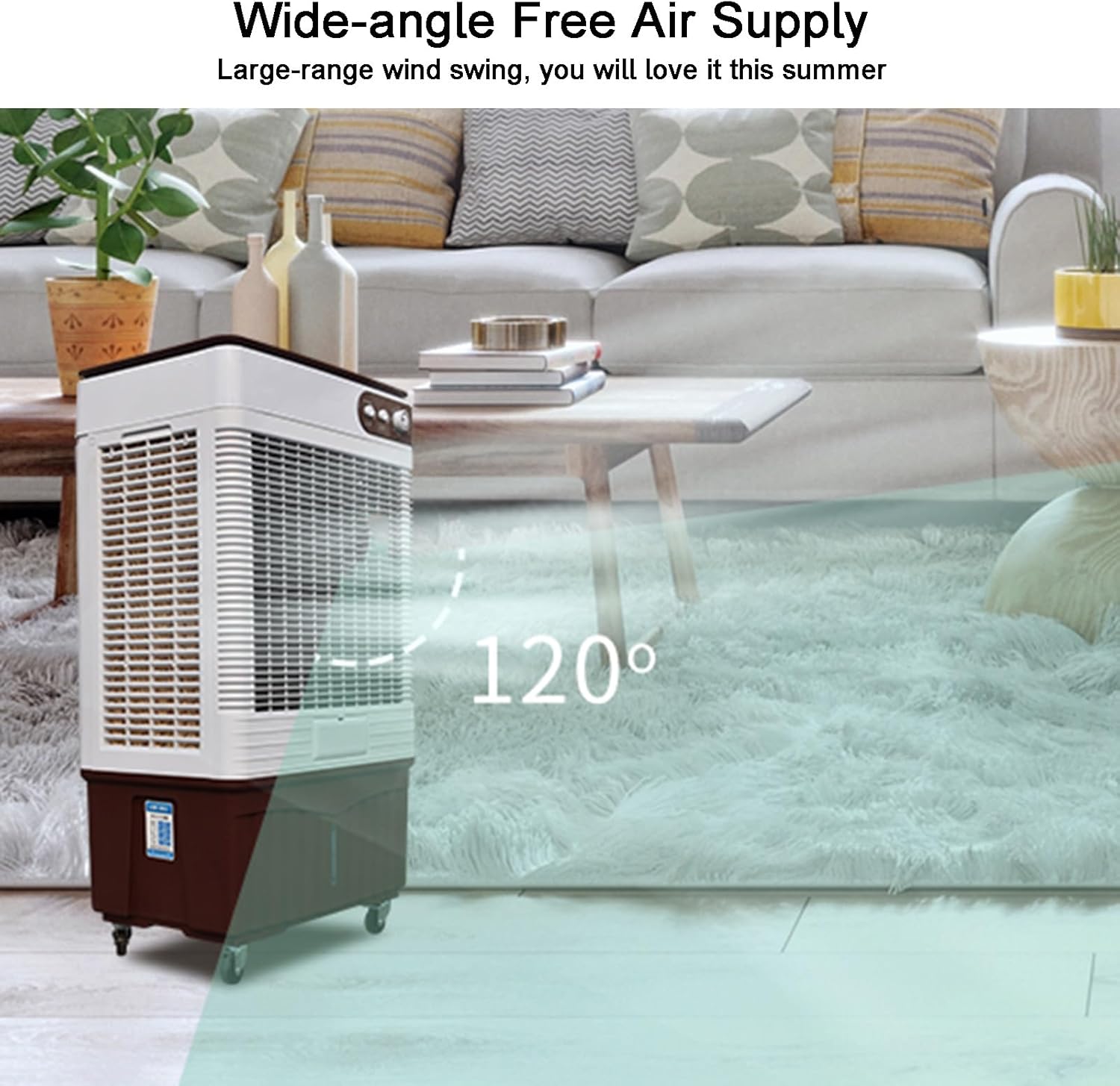 Evaporative Cooler, Portable Air Conditioners, 44in Swamp Cooler, 3 Speed Adjustment, with 60L/13bal Water Tank, for Patio, Garage, Industry