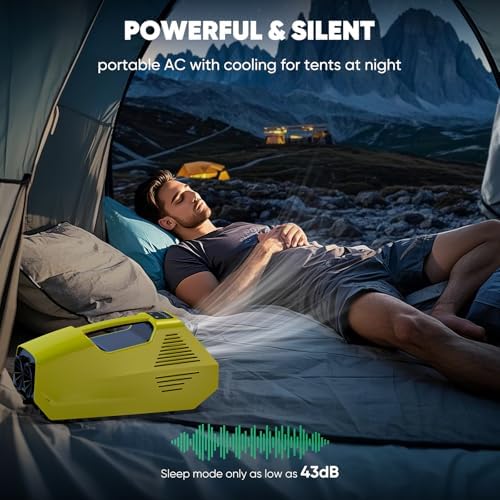 Portable Air Conditioner- Portable Ac for Camping, 240W Low Power Consumption Portable AC for Car, Tent, RV, Truck,Outdoor Use (Yellow)