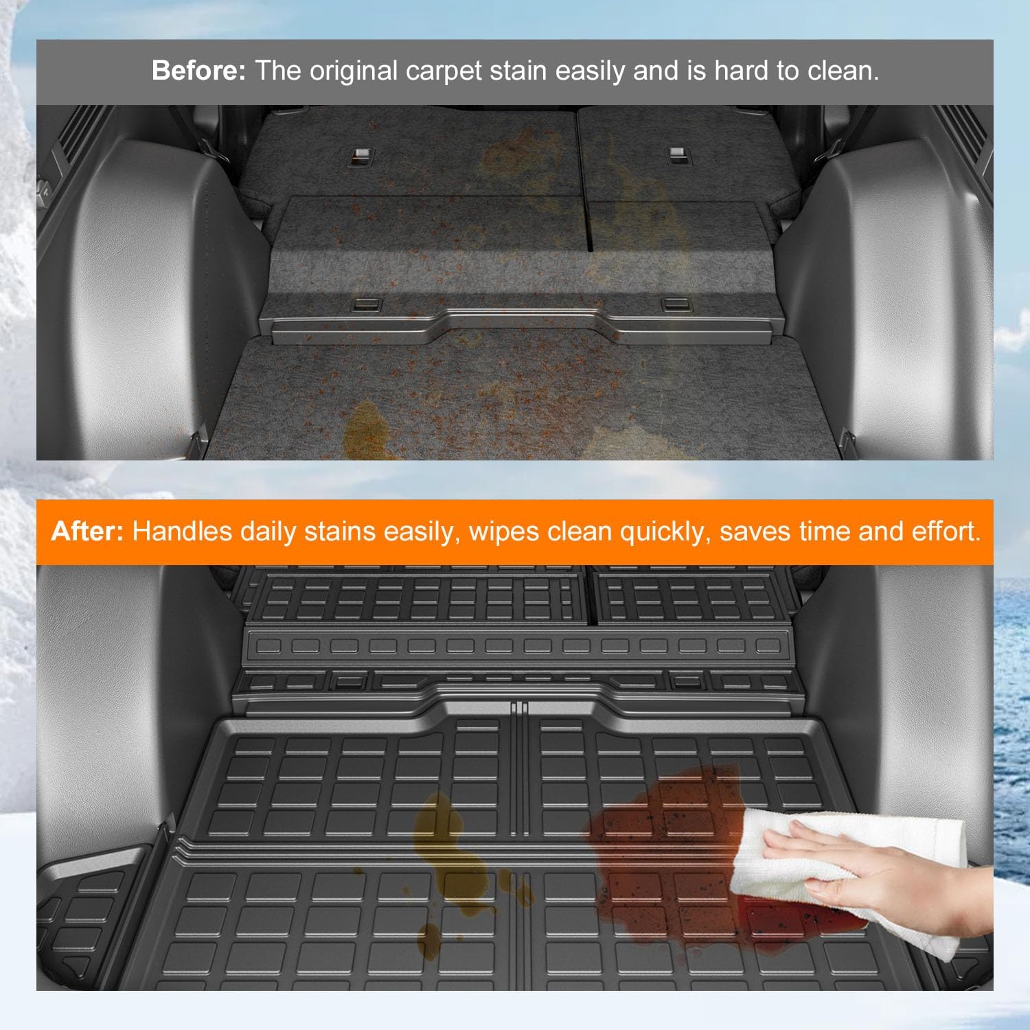 powoq Fuel Cargo Mat Compatible with 2023 2024 2025 2026 Honda CRV Trunk Mat TPE Trunk Liner Backrest Cargo Liner Replacement for 2023 2024 2025 2026 Honda CRV Accessories (Fit Fuel Lower Deck)