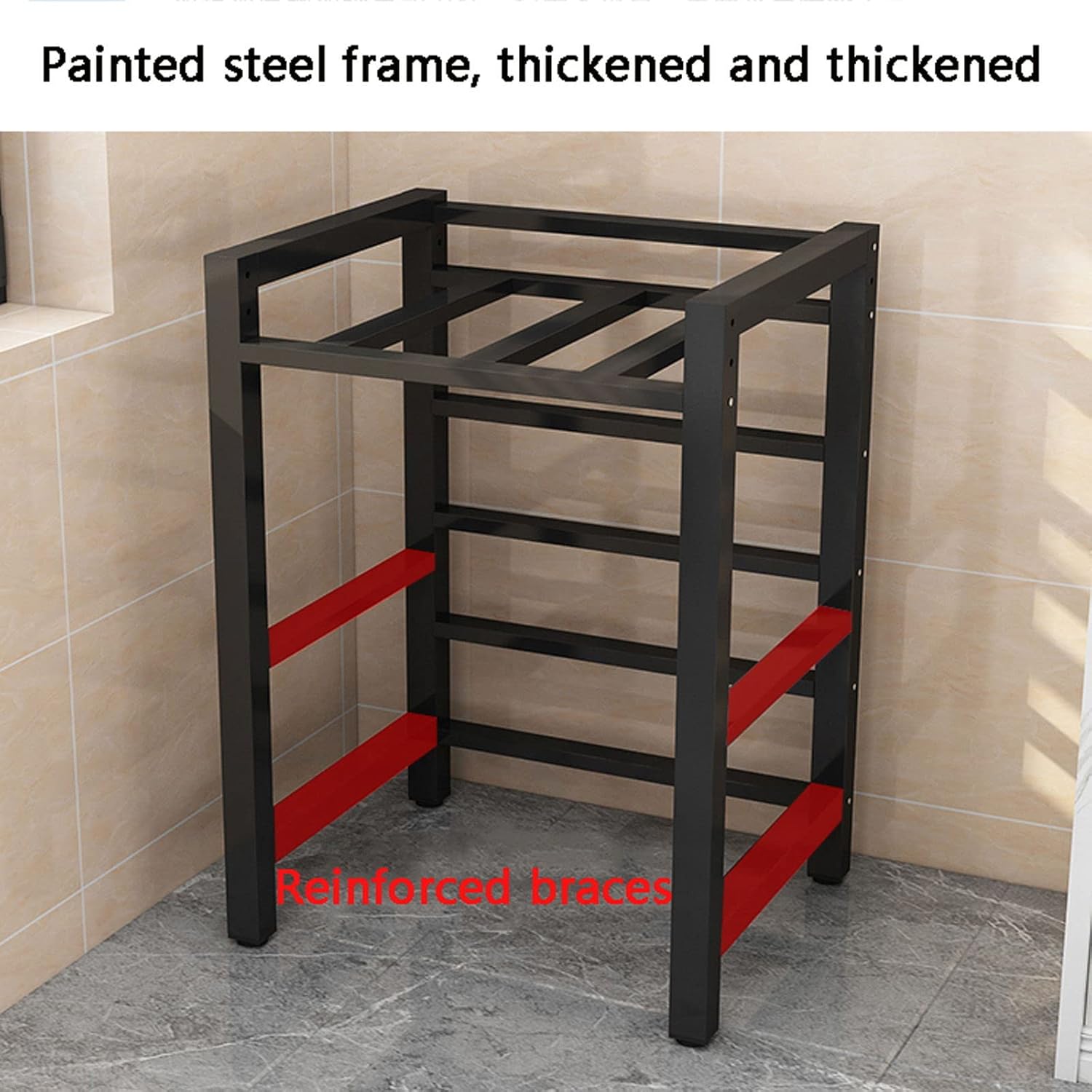 Washing Machine Shelf Drum Dishwasher Storage Shelf Floor 2 Tier Dryer Upper Stacking Rack Suitable for Bathroom, Kitchen, Balcony, Laundry Room, Bearing Capacity 300kg