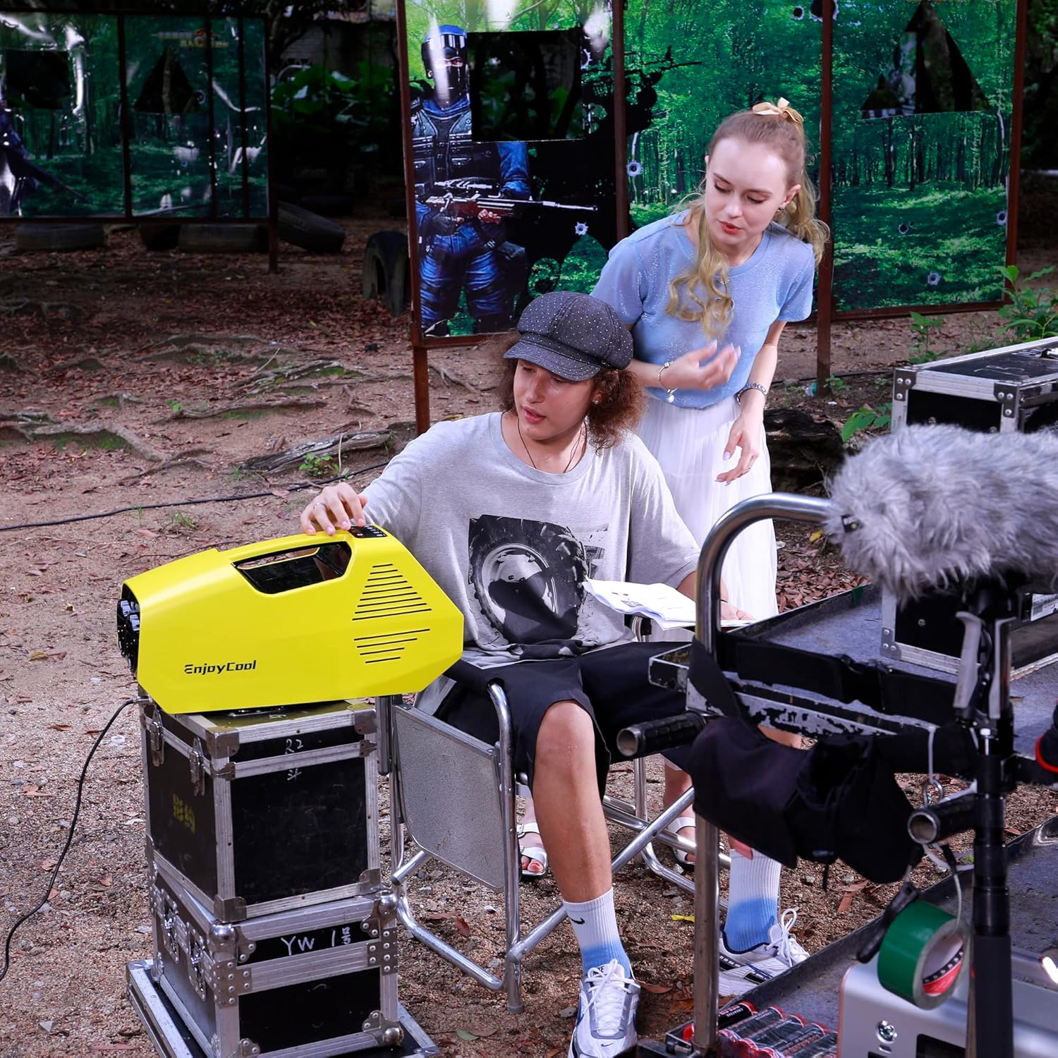 Portable Rotary Mini Air Conditioner,10' Cooling Down,Trucks & Solar Panel Charging,Perfect for Outdoor Events, Traveling, Car Camping,Yellow