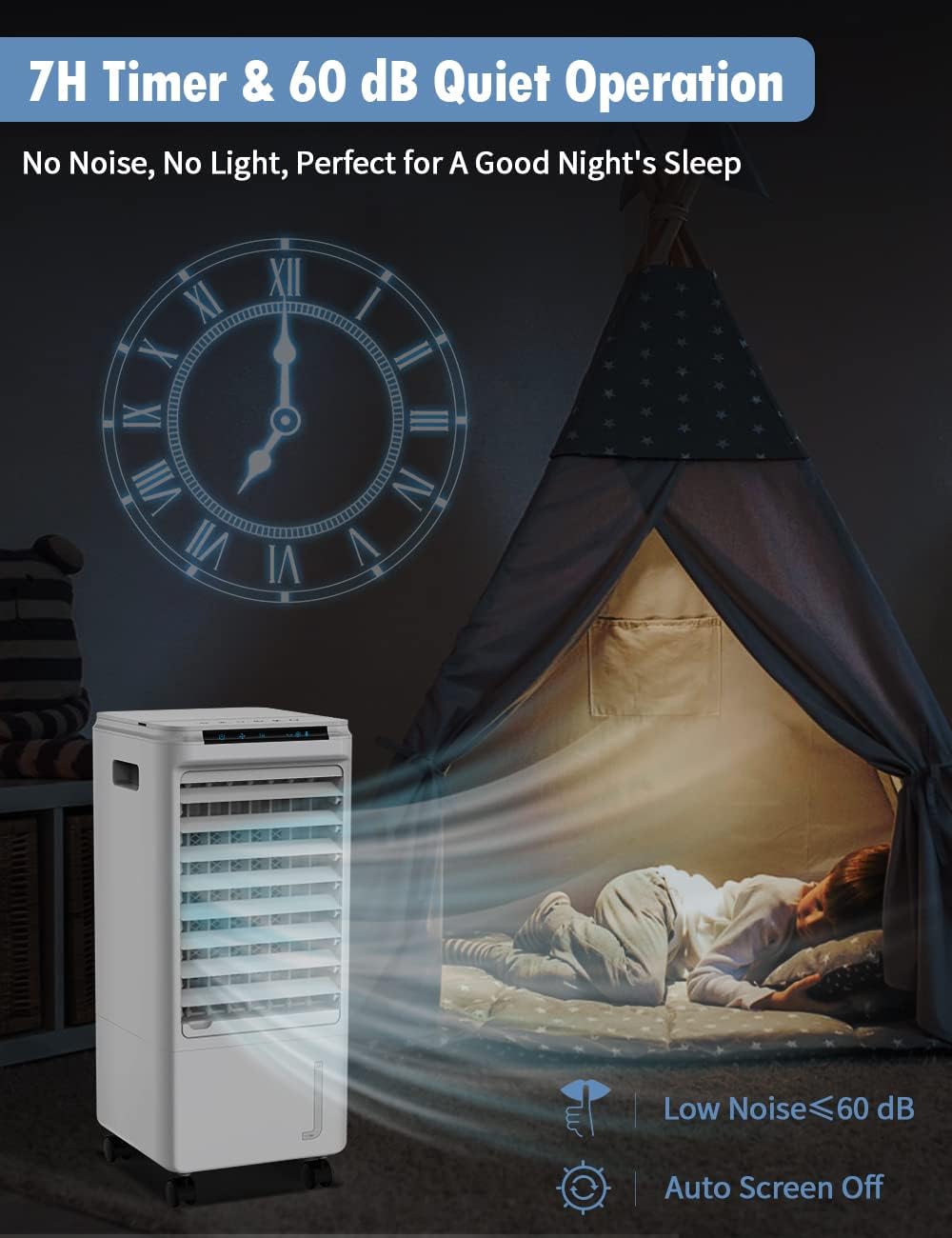 Evaporative Air Cooler - AOLOS 3-IN-1 Portable Air Cooler & Air Conditioner Fan w/Remote, 3 Speeds, 1.85-Gal Water Tank, 7H Timer & 40°Oscillation, Ultra Quiet Evaporative Cooler for Room Home Office