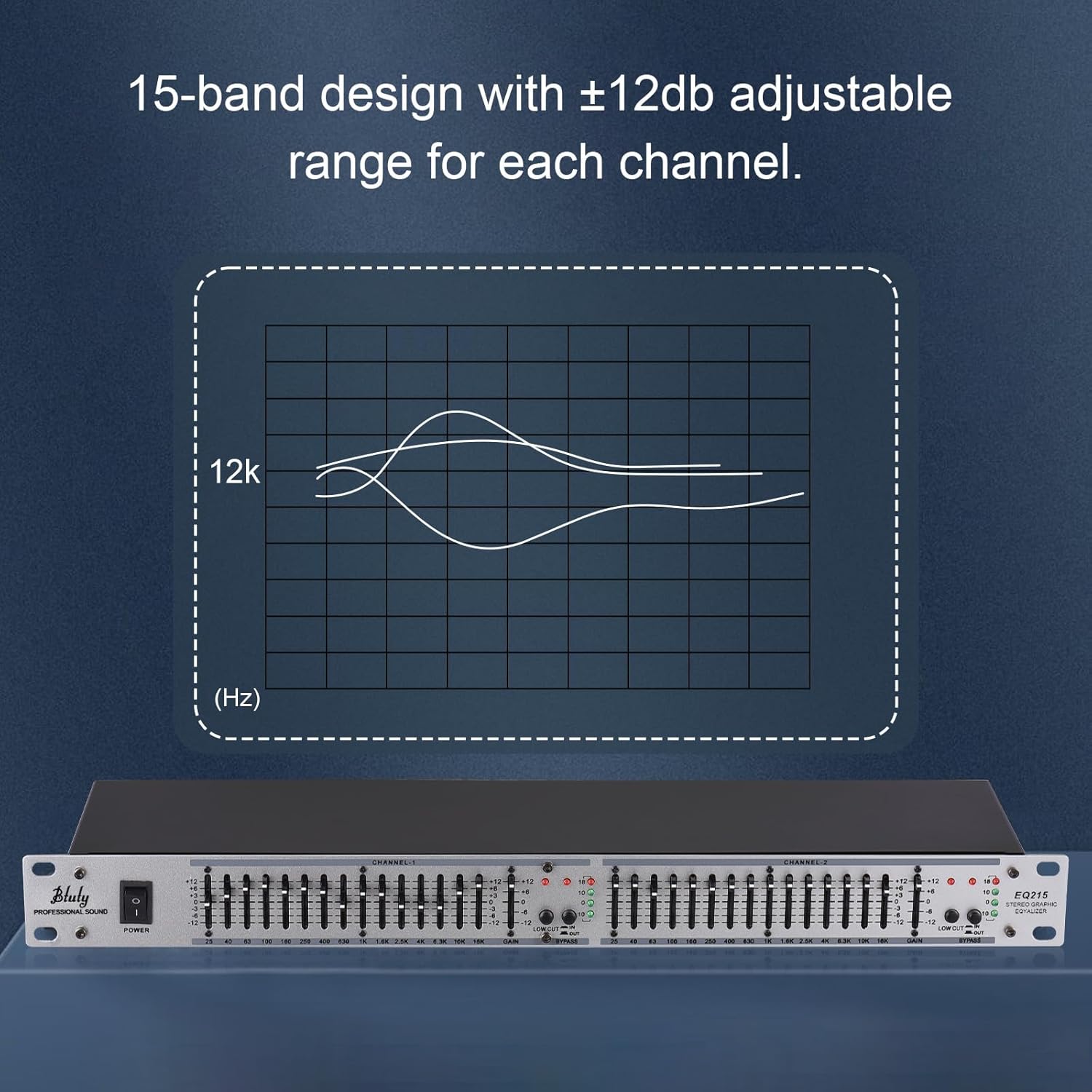 15-Band Equalizer Audio Equalizer EQ-215 Dual Channel 1U Rack Mount 2-channel Stereo Graphic Equalizer Stereo Equalizer Graphic Equalizer