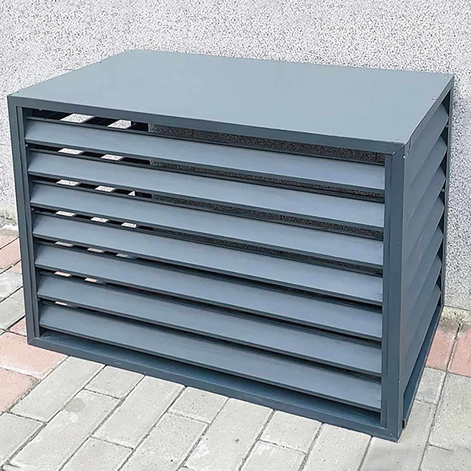 Aluminum Central Air Conditioner Protection Cover For Outside Units, Outdoor Freestanding Privacy Screen Fence Panels Trash Can Enclosure Flower Stand Decorative Outdoor AC Unit Cover ( Color : Grey