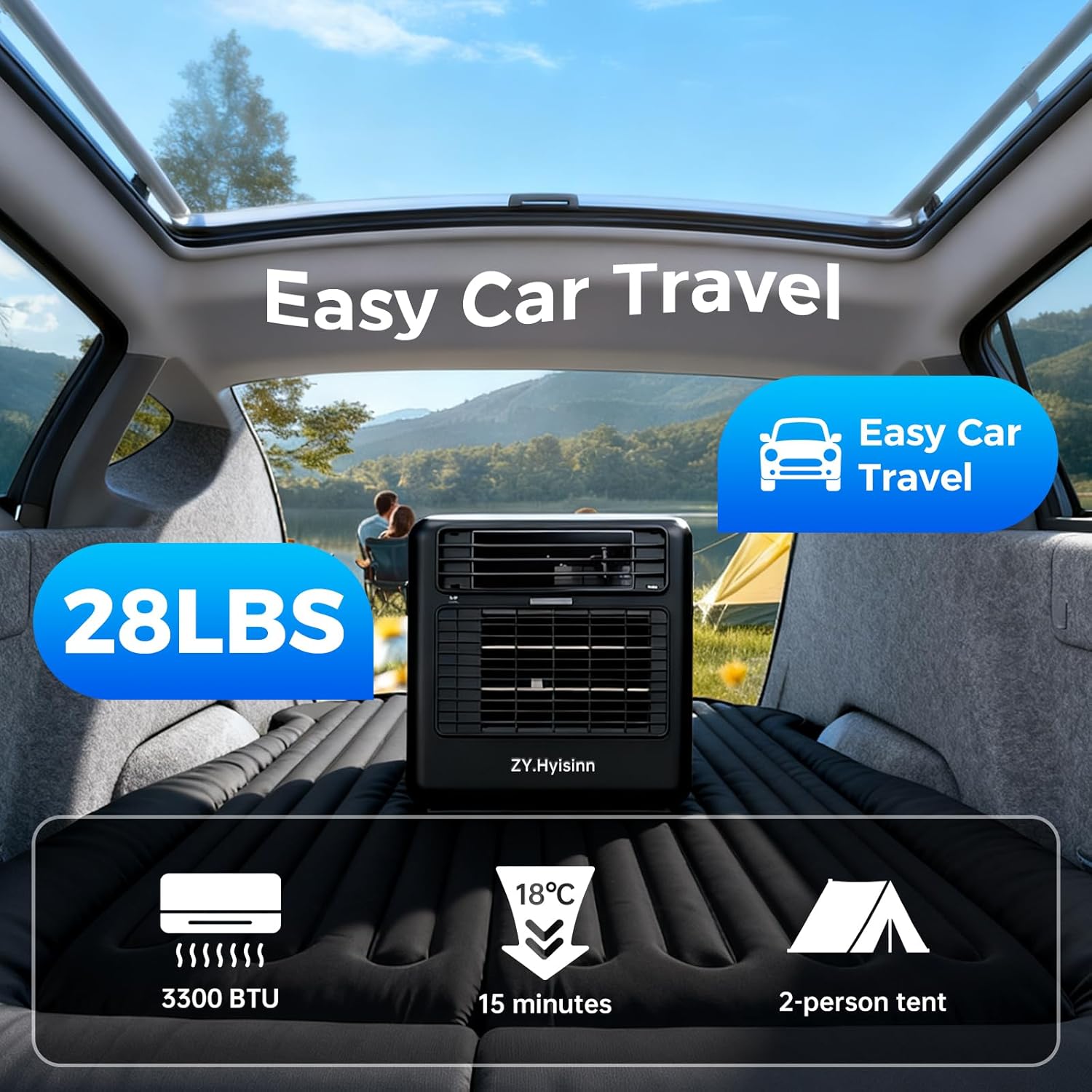 Portable Air Conditioner, 3300BTU Compact Air Cooler,Tent Air Conditioner for Van Life, Camping Tent, Outdoor, Office