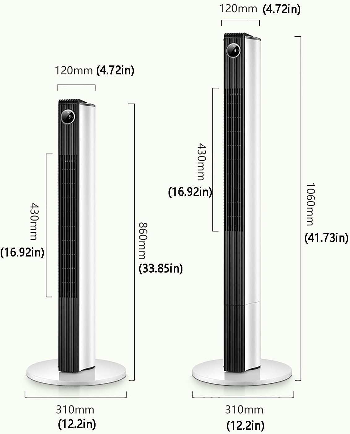 Quiet Oscillating Bladeless Fan with Remote，Tower Fans for Bedroom，Air Circulation Fan，Pedestal Fan ，Used with an Air Conditioner, It Can Quickly Balance The Indoor Temperature(106cm(41.7in))