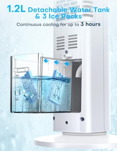 35 INCH Evaporative Air Cooler, 2025 Upgraded Swamp Cooler Air Conditioner w/Cooling Mode, 3 Speeds, Smart Timer for Auto-Off, 20Ft Remote, 70° Wider Oscillation, Air Cooler for Room Bedroom