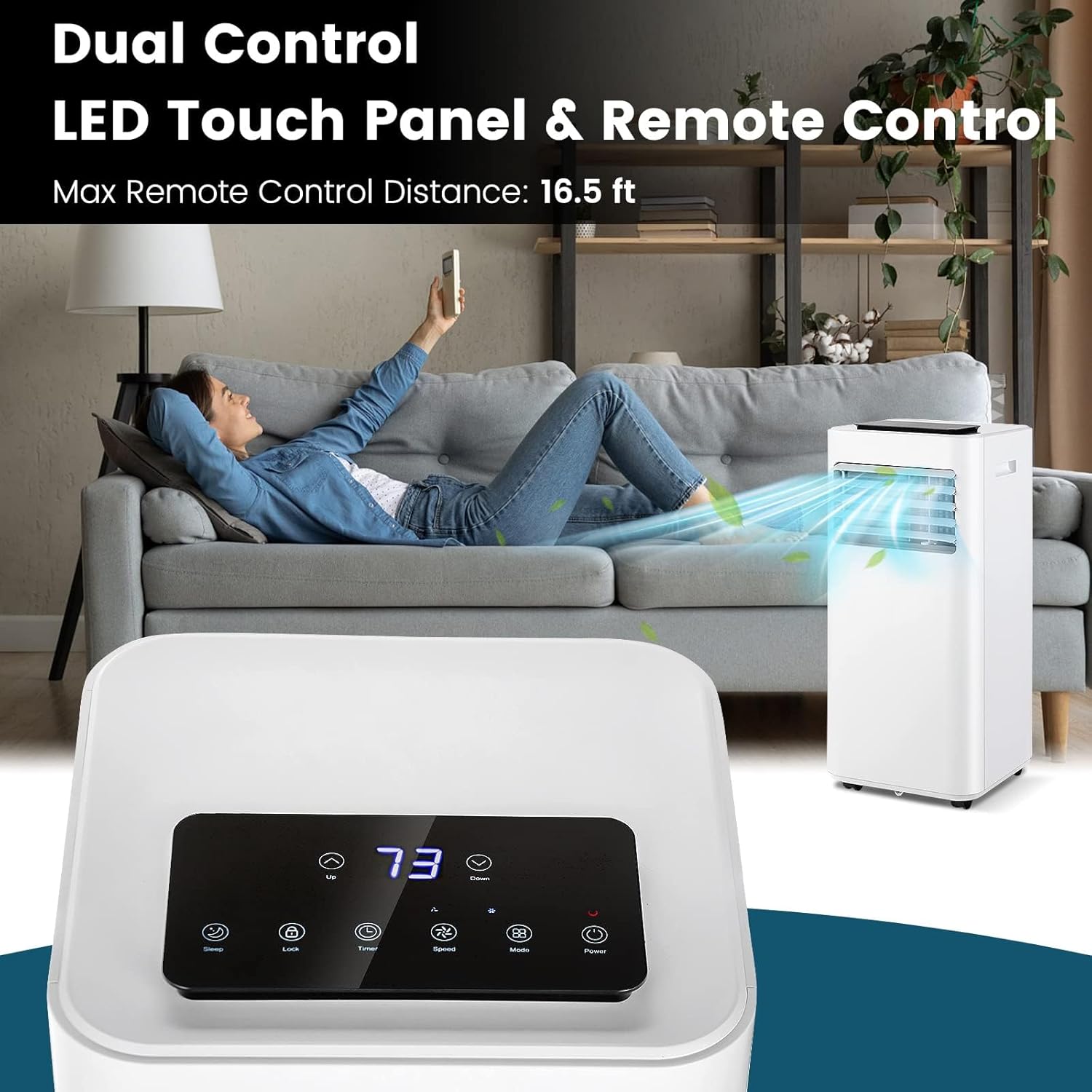 DORTALA Portable Air Conditioner 10000 BTU, 3-in-1 AC Cooling Unit with Dehumidifier, 24H Timer, Remote Control, Window Kit, Standing Air Conditioner for Home, Apartment, Dorm, Cools up to 350 Sq.Ft