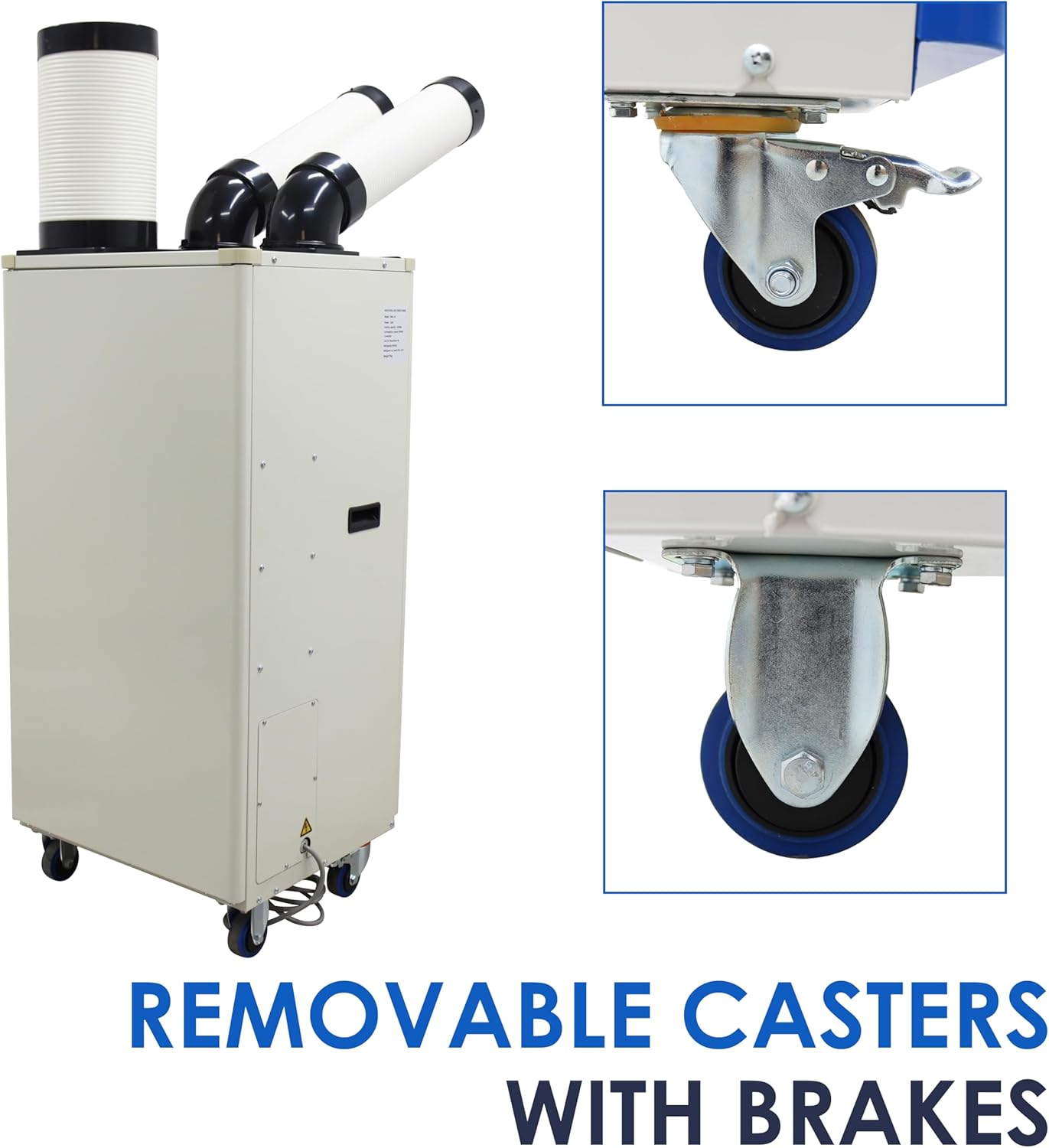 Portable Air Conditioner 15,400 BTU Industrial Spot Cooler Air Conditioner 780m³/h Mobile Outdoor Indoor Cooling Aircon with Double Columns 220V 2100W