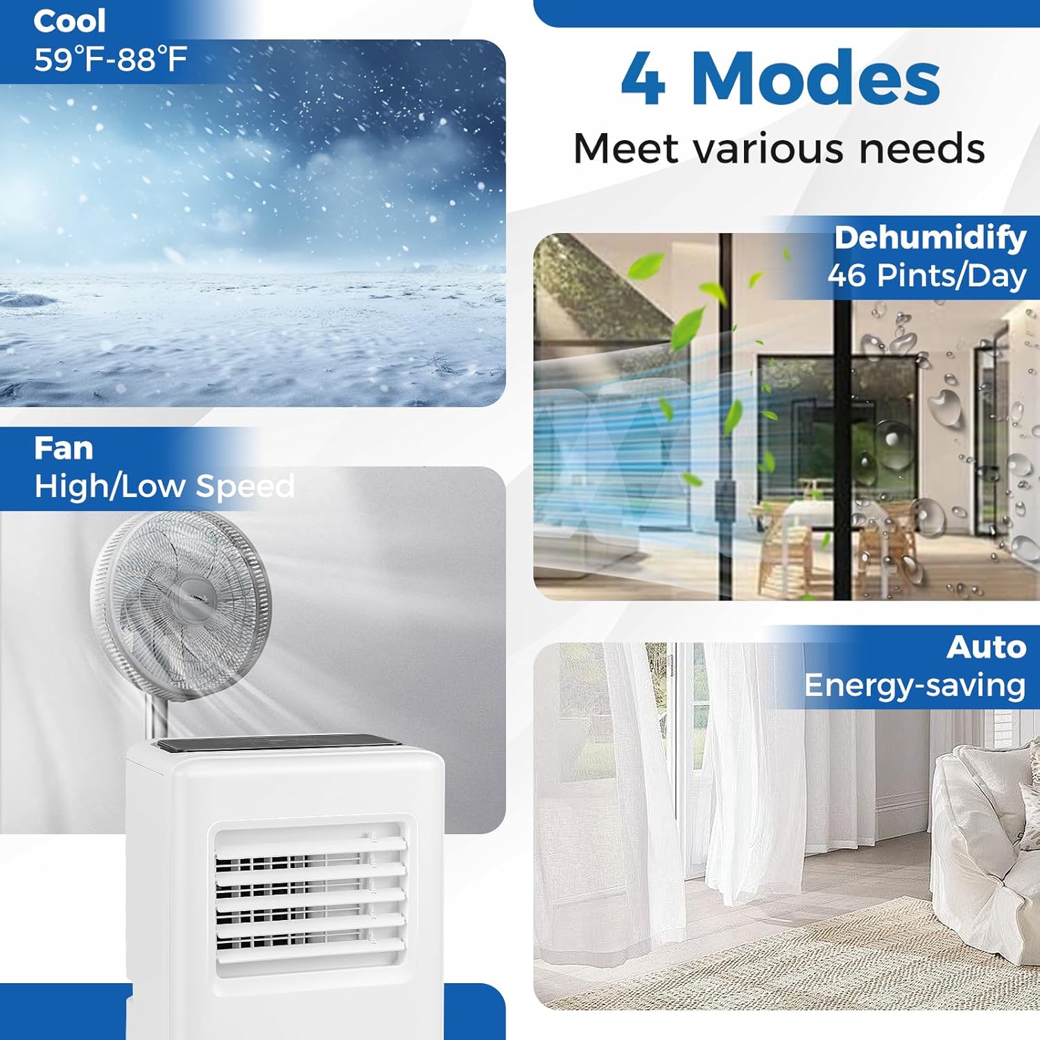 ARLIME 10000 BTU Portable Air Conditioner, 3 in 1 Air Cooler w/Fan, Quiet Floor AC w/Sleep Mode, 24H Timer, LED Display, Remote Control & Installation Kit, AC Unit for Bedroom 350 Sq.Ft (10000 BTU)