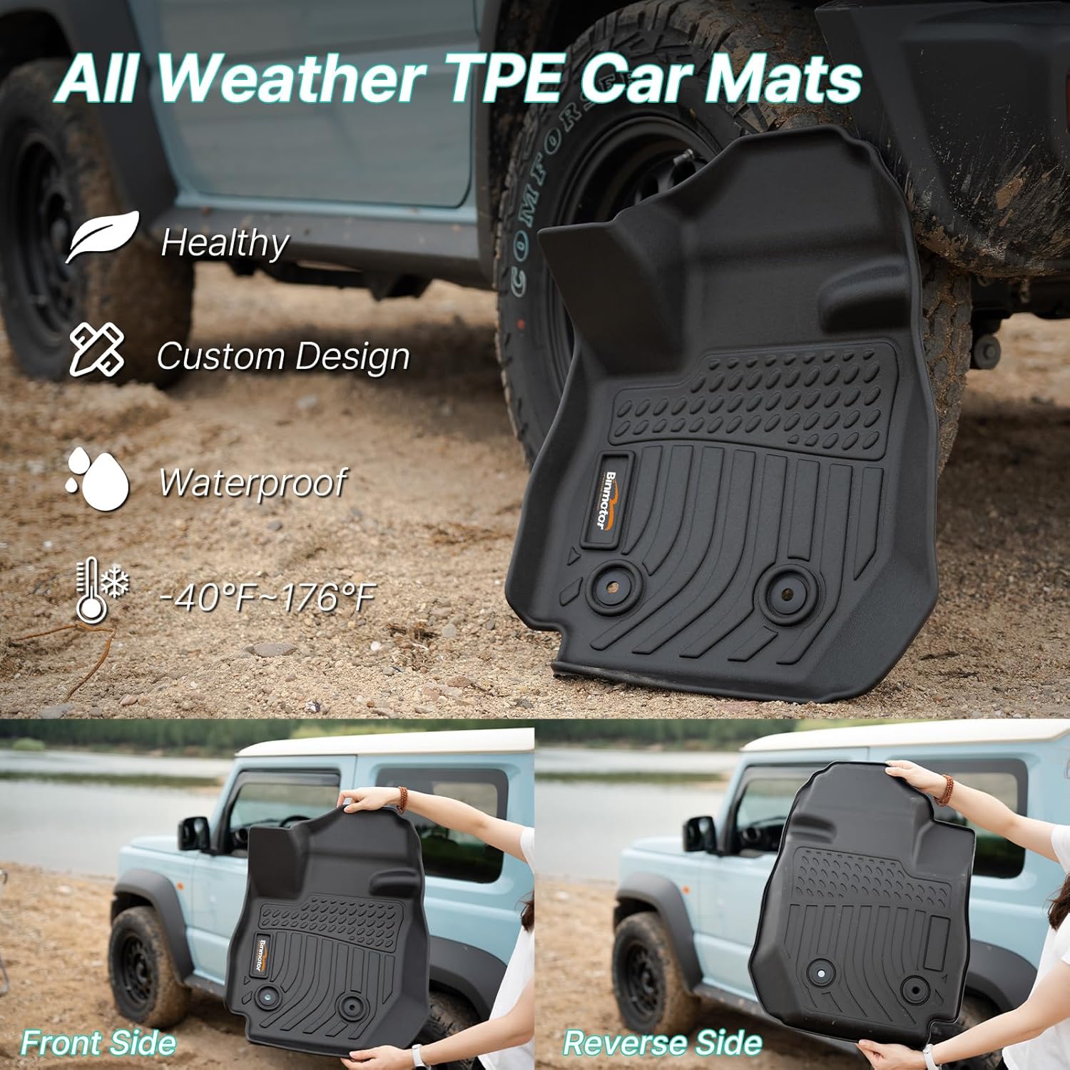 Binmotor-Floor Mats & Cargo Liner for Jeep Grand Cherokee L 2021-2025 (Only for 6 Seater Without Center Console), TPE All Weather Car Mats for Jeep Grand Cherokee L Accessories Custom Fit