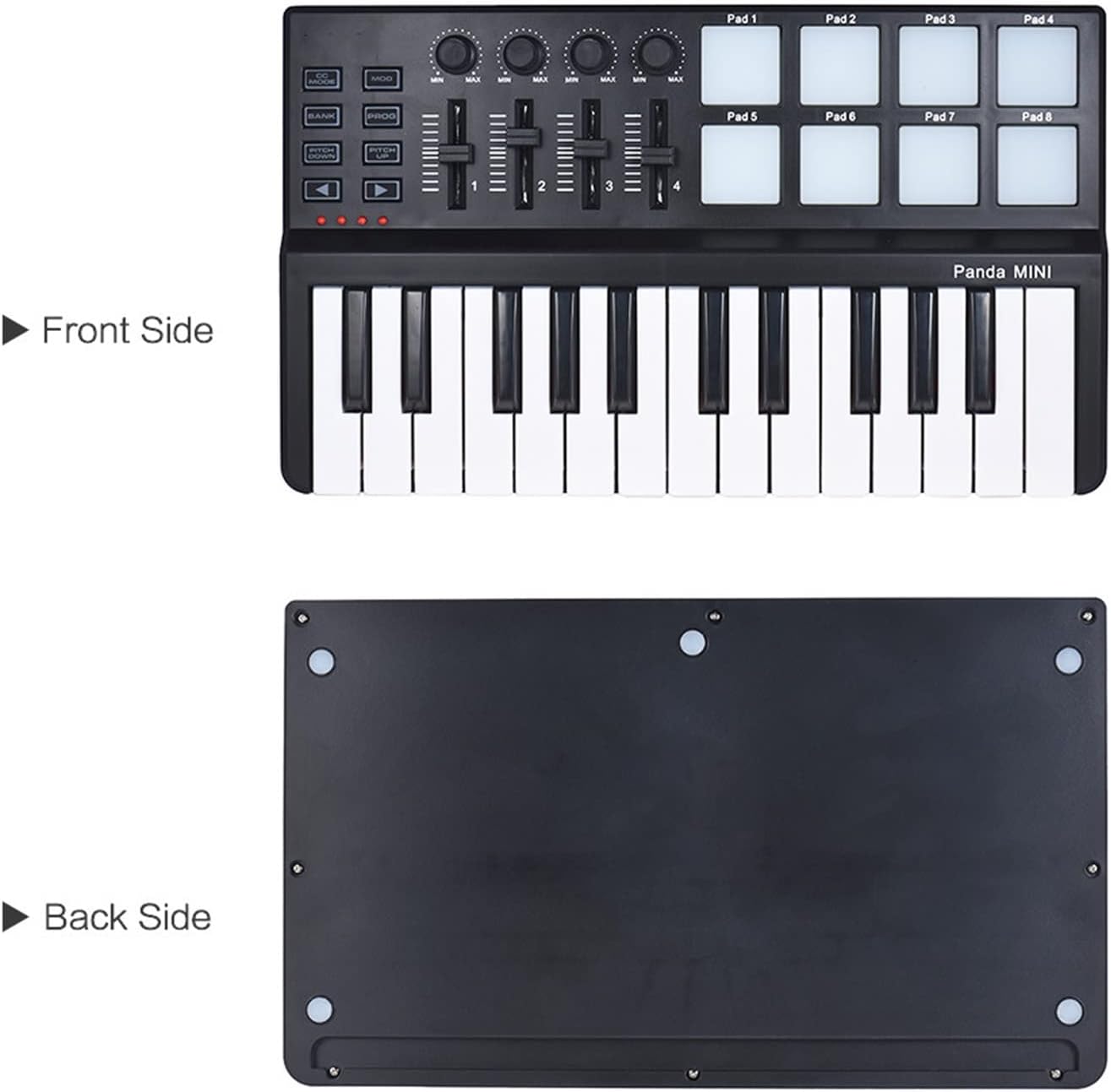 Keyboard Piano 25-Key Ultra-Portable USB MIDI Keyboard Controller 8 Colorful Backlit Trigger Pads