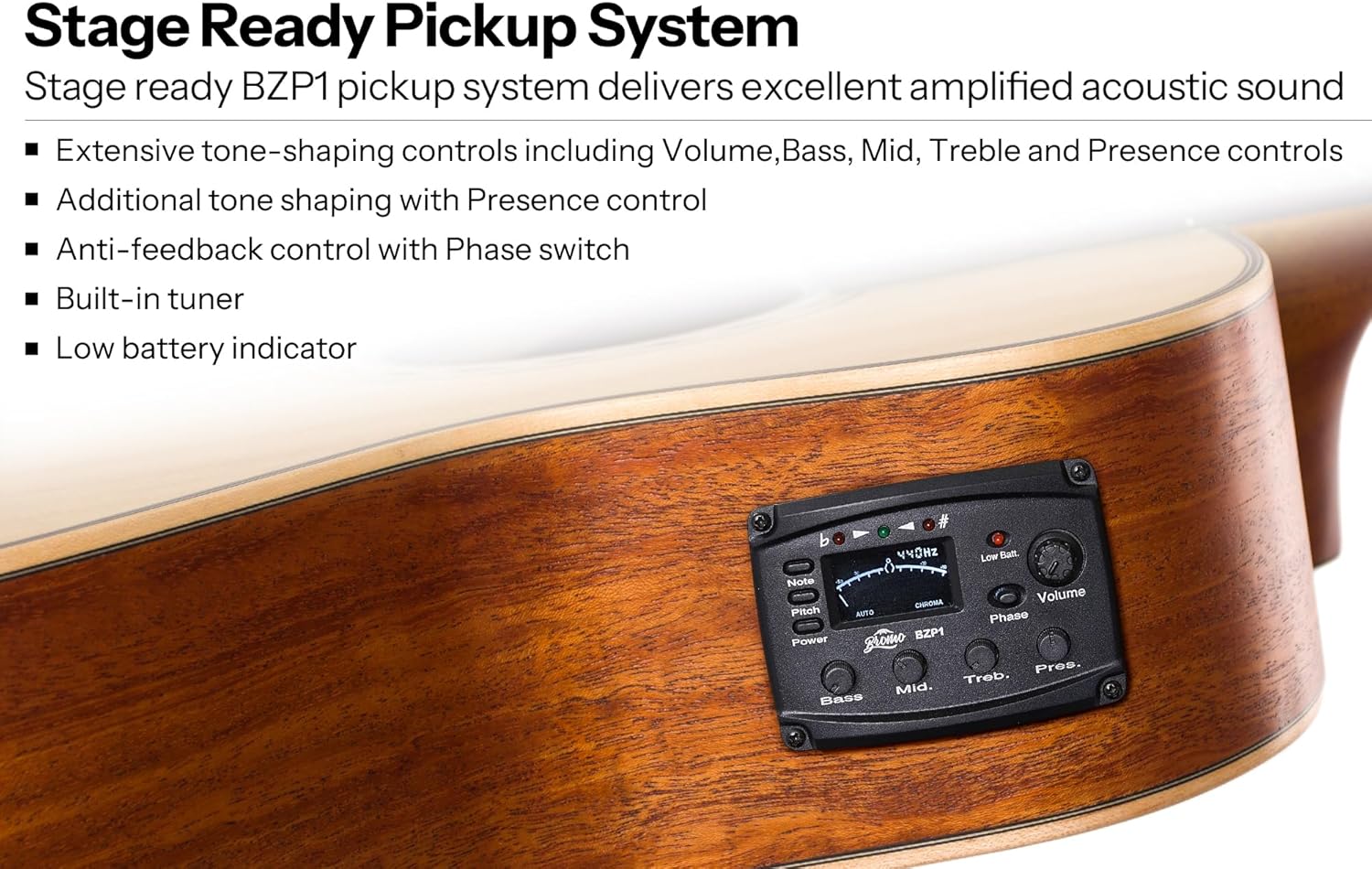 Bromo BAT 4CEL SG Left Handed Solid Top Dreadnought Acoustic Guitar