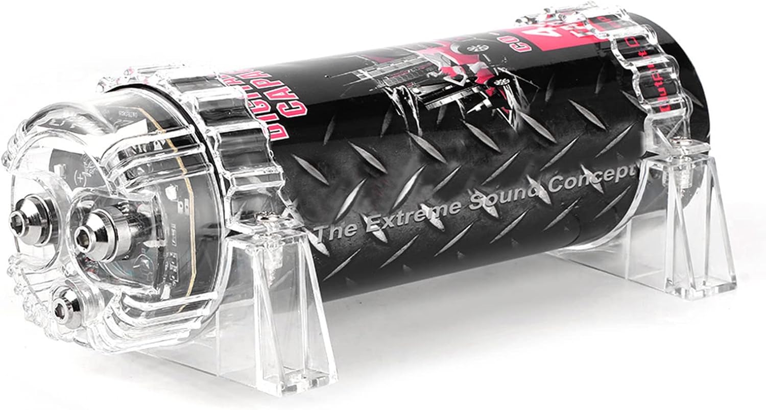 GOTOTOP 4 Power Capacitors for Systems Up to 2000W, with Warning Indicator, 10-16V DC, for Car Audio Amplifiers, for Bass Amplifiers