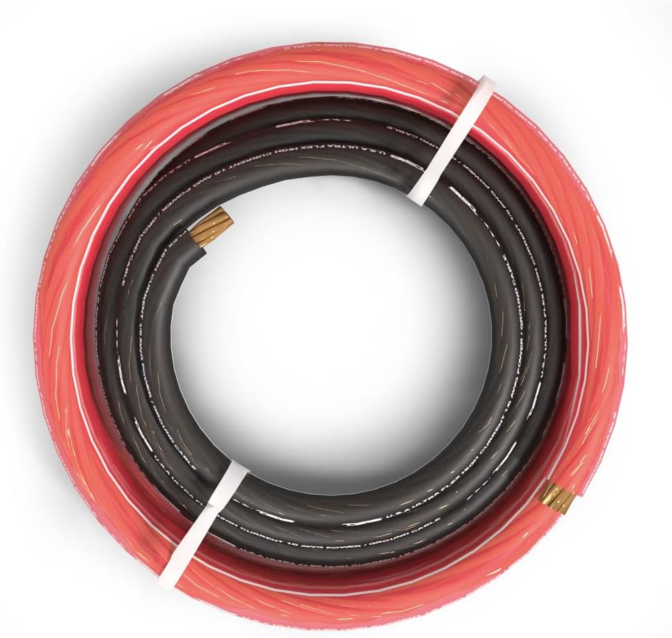 DS18 PW-OFC1/0GA-5BK/20RD 0-GA OFC Ultra Flex Power Wire 5ft Black and 20ft Red - Power Amplifier Wiring Kit
