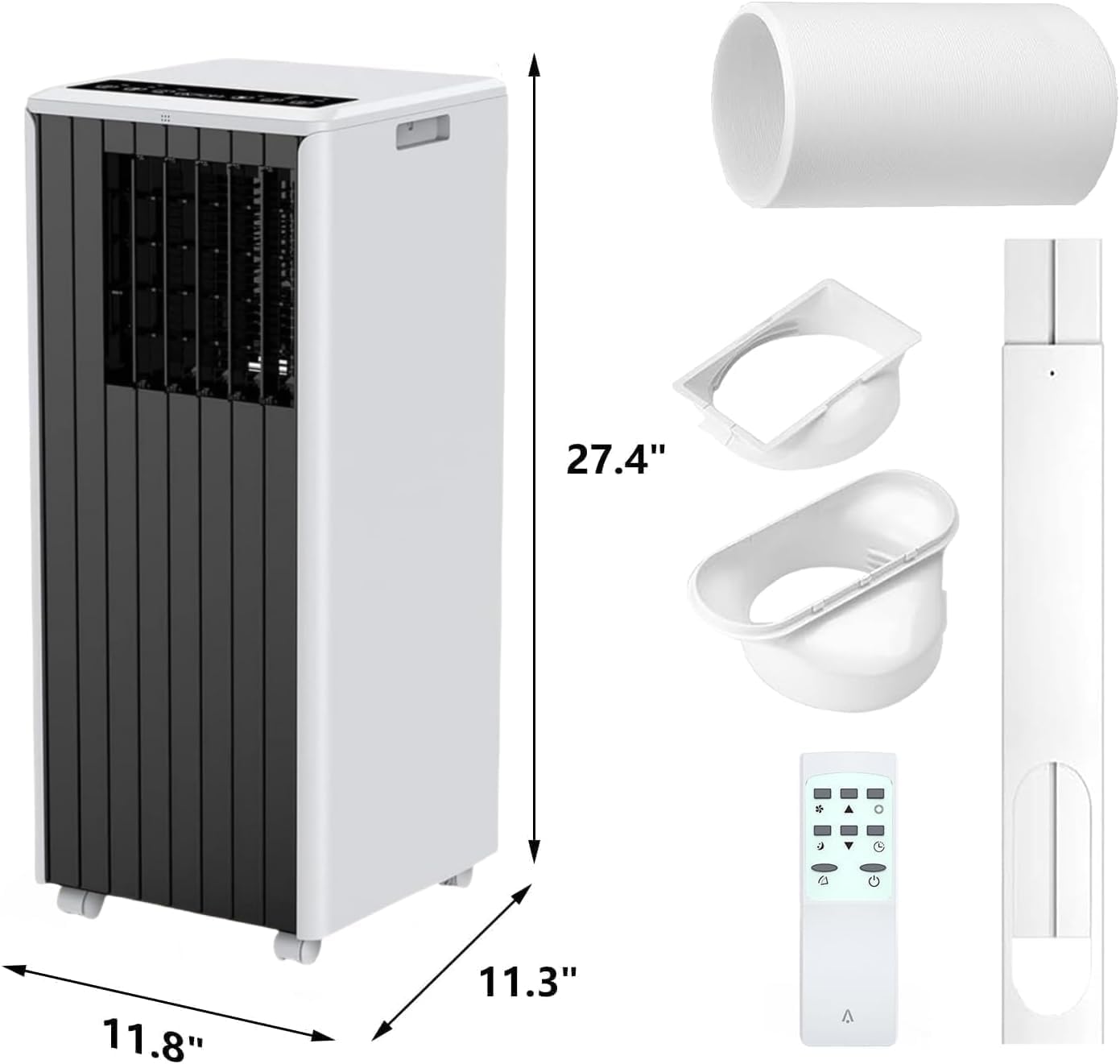 Portable Air Conditioner,8,000 BTU Cools Rooms Up to 350 Sq.Ft. 3 Modes, Remote Control, Easy Installation Kit Included,Black