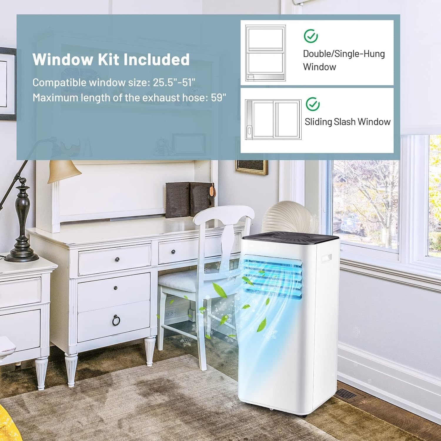 ARLIME Portable Air Conditioners, 10000 BTU Air Unit Cools up to 350 sq. ft. Freestanding Air Cooler w/Fan & Dehumidifier, Remote Control, Universal Casters for Home Office