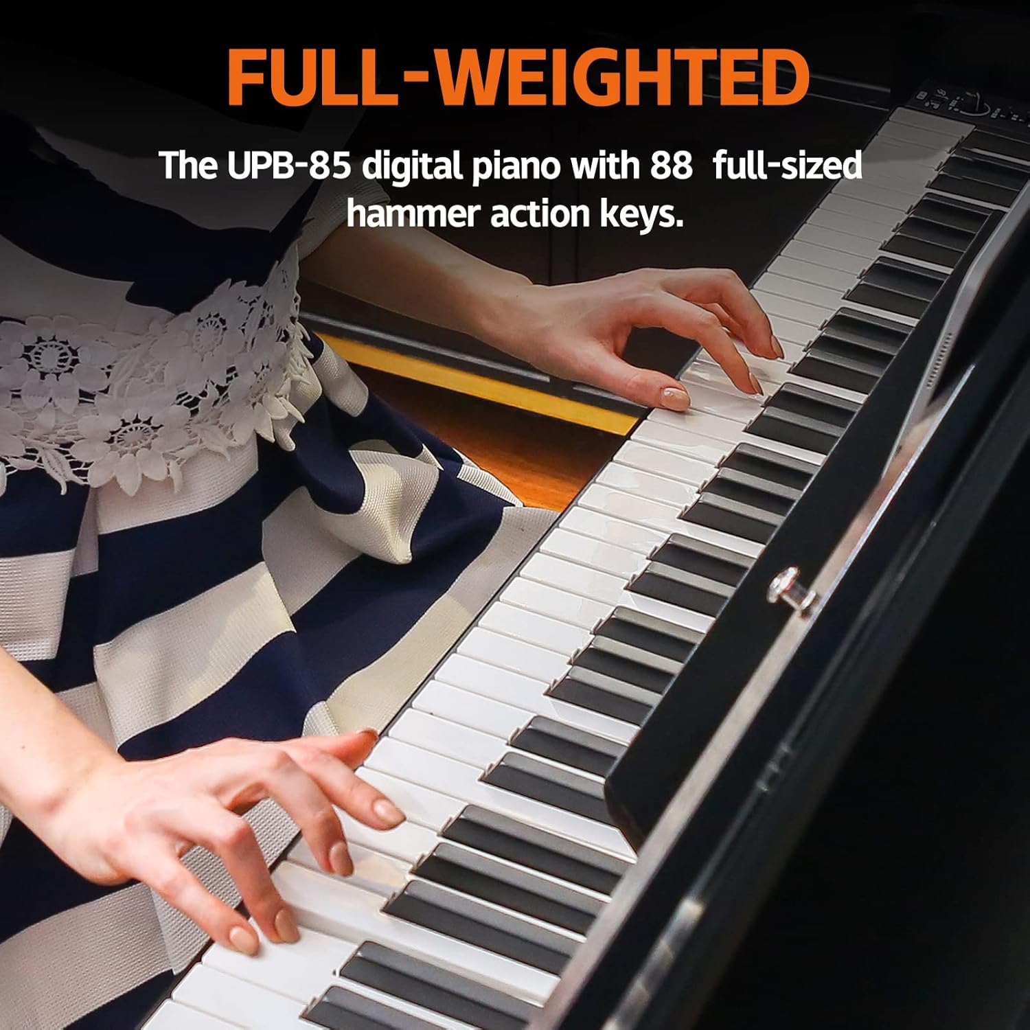 AODSK B-85 Digital Piano 88 Keys Electric Keyboard Piano for Beginner+Wooden Duet Piano Bench+Mechanical Metronome