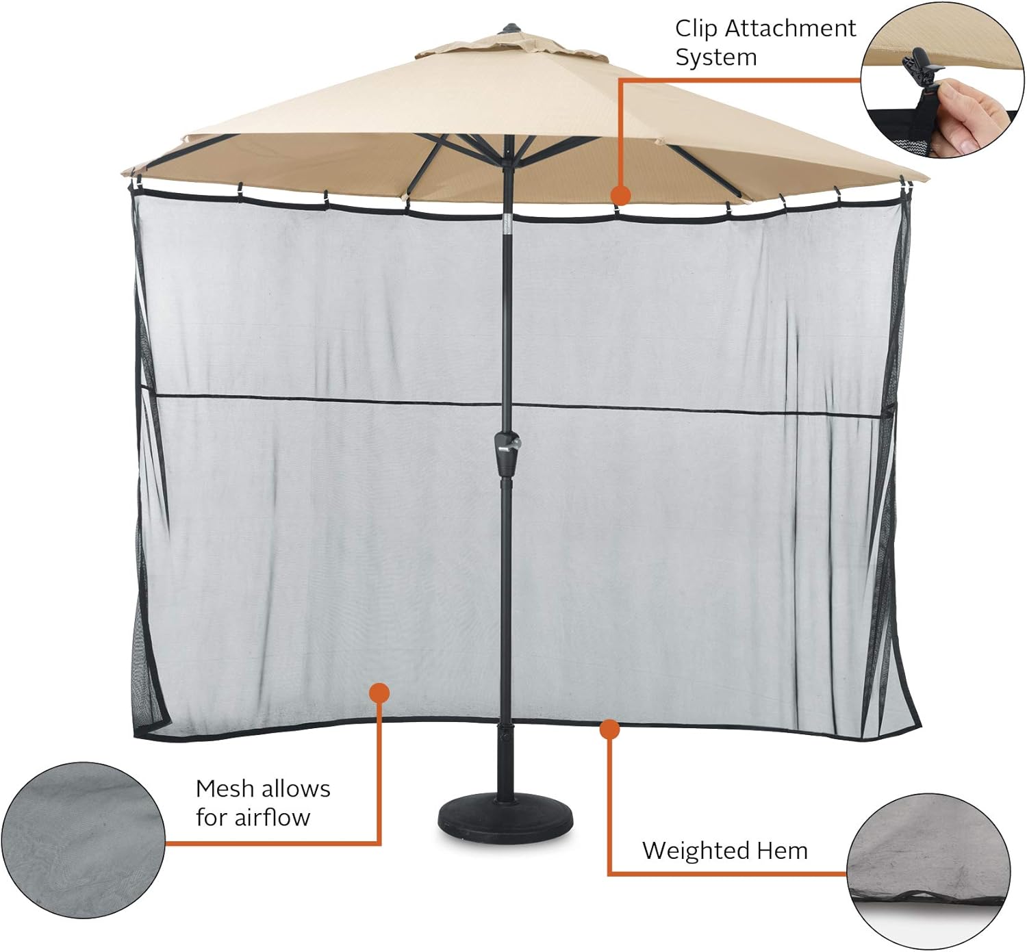 Classic Accessories Water-Resistant 68 Inch Universal Patio Umbrella Shade Screen, Patio Furniture Covers (Pack of 2)