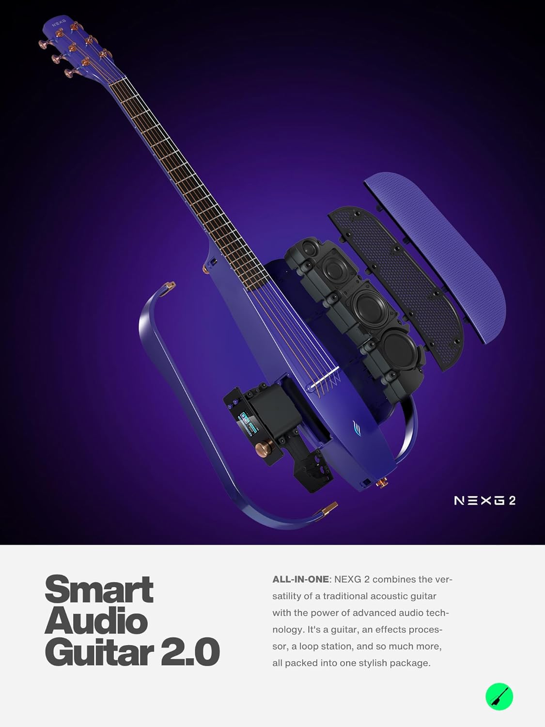 Enya NEXG 2 Acoustic-Electric Guitar Carbon Fiber Travel Smart Audio Guitar Kit & Enya Smart Automatic Guitar Tuner & enya Magnetic Strap