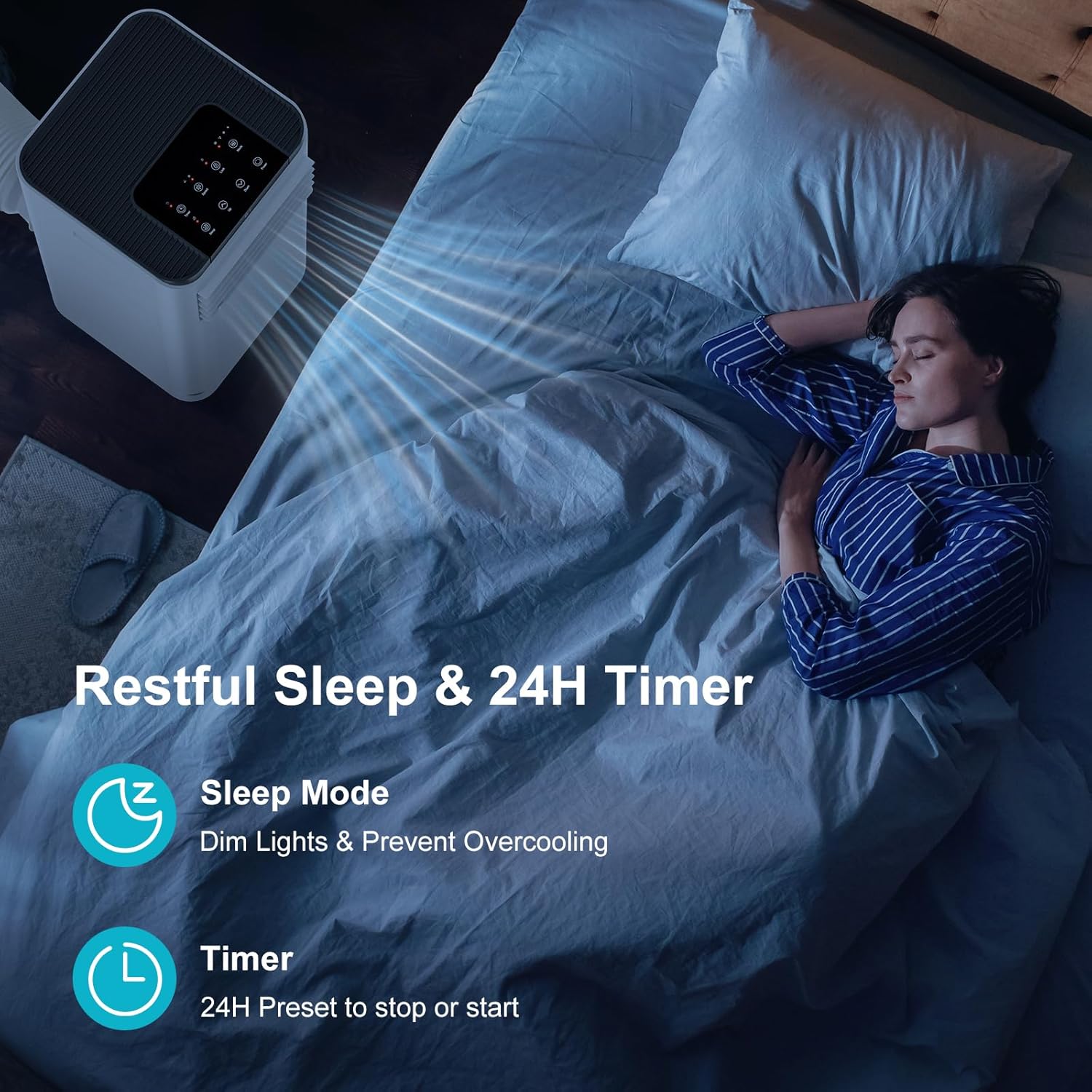 10,000 BTU Portable Air Conditioners, 4 in 1 Portable AC Unit, Cool, Heat, Dehumidifier & Fan, 450 Sq.Ft Room Air Conditioners Portable Up, LED Display & Remote/24 Hrs Timer/Self Evaporation