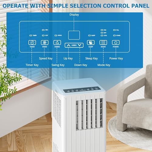 Portable Air Conditioners 8000 BTU, AC Units for Rooms with Casters, Remote Control & Sleep Mode,Fast Cooling 350 Sq.Ft,3-IN-1 Cooling,Dehumidifying,Fan for Rooms/Studios/Offices