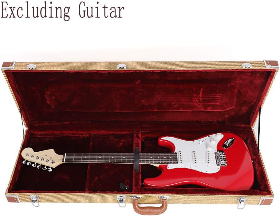 GLARRY Electric Guitar Hard Shell Case Portable Square Guitar Case Wooden 39-Inch With Neck & Bridge Padding