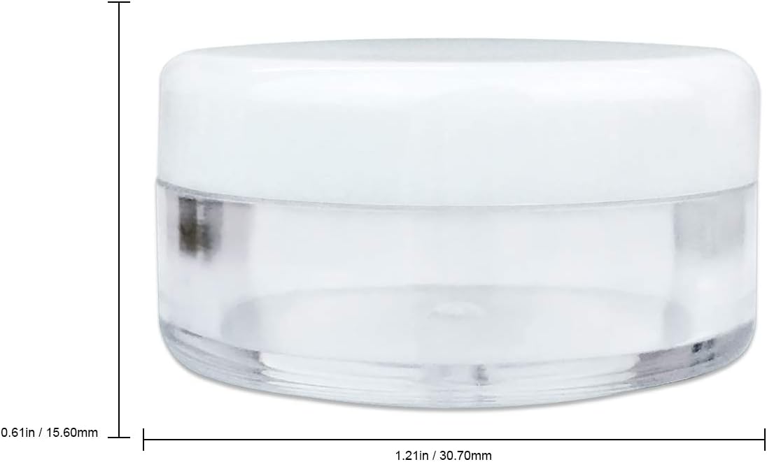 (2000 Pcs) Beauticom 5G/5ML Round Clear Jars with White Lids for Acrylic Powder, Rhinestones, Charms and Other Nail Accessories - BPA Free