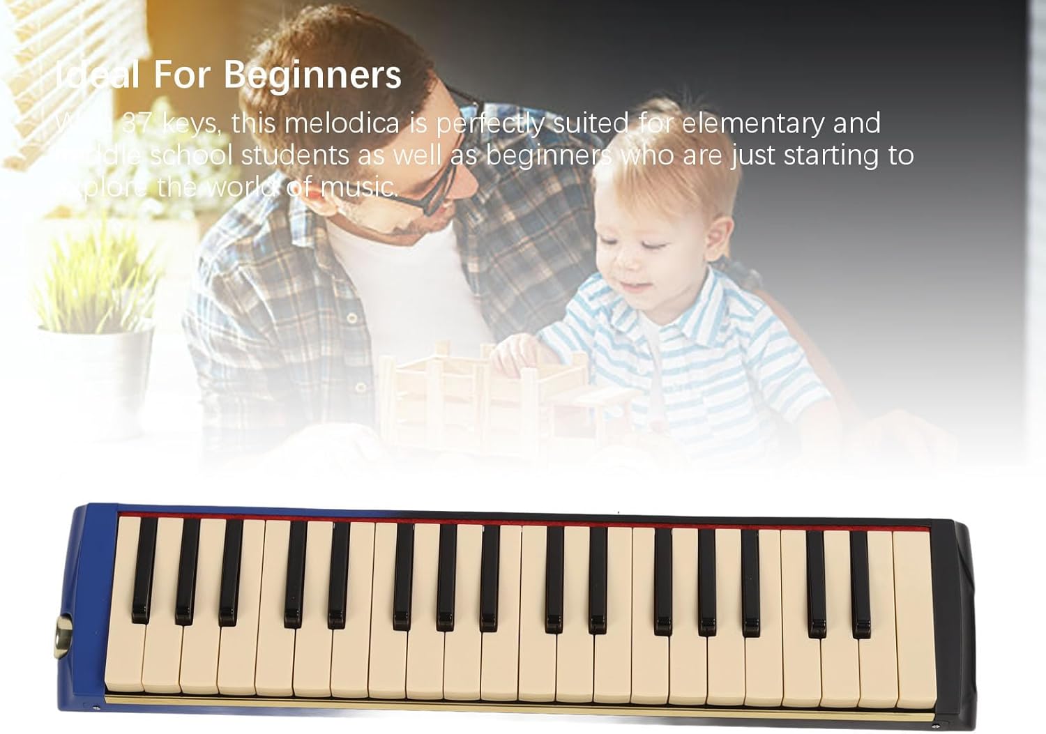 37 Key Melodica Instrument Piano, Professional Air Keyboard with Double Soft Tubes, 2pcs Mouthpiece, Carrying Bag, ABS Material for Beginners and Music Performances