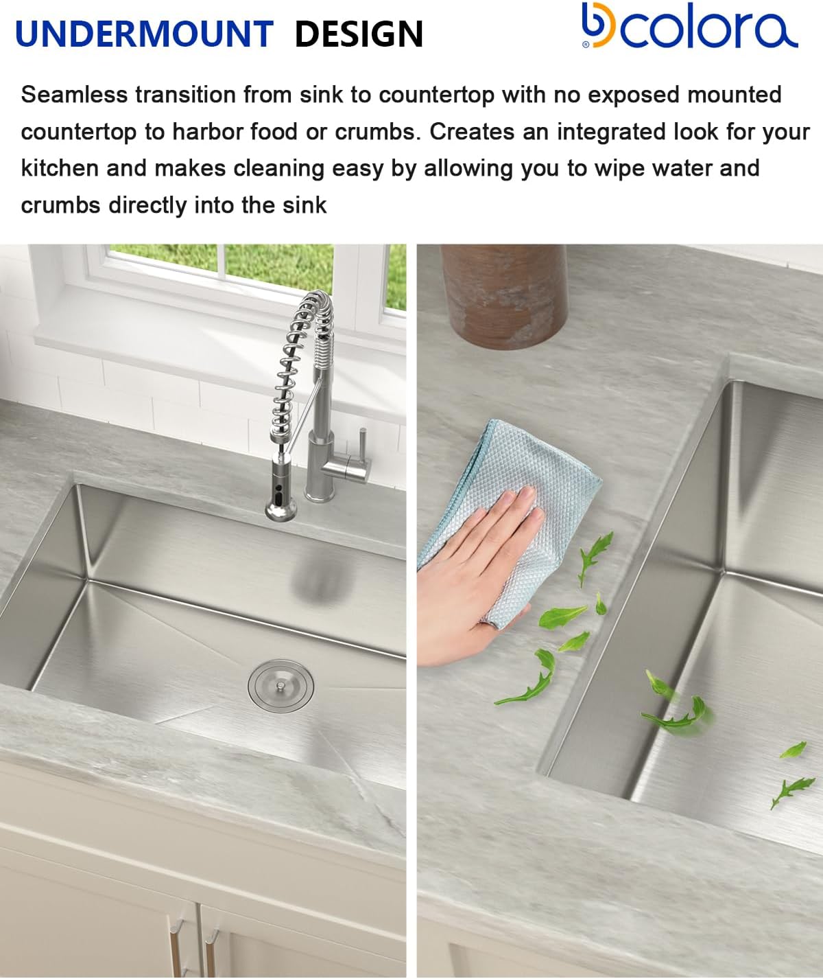 Dcolora 33 in. Undermount Single Bowl Workstation Stainless Steel Kitchen Sink 16 Gauge 304 Handmade Welding with Accessories, Round Corner 33