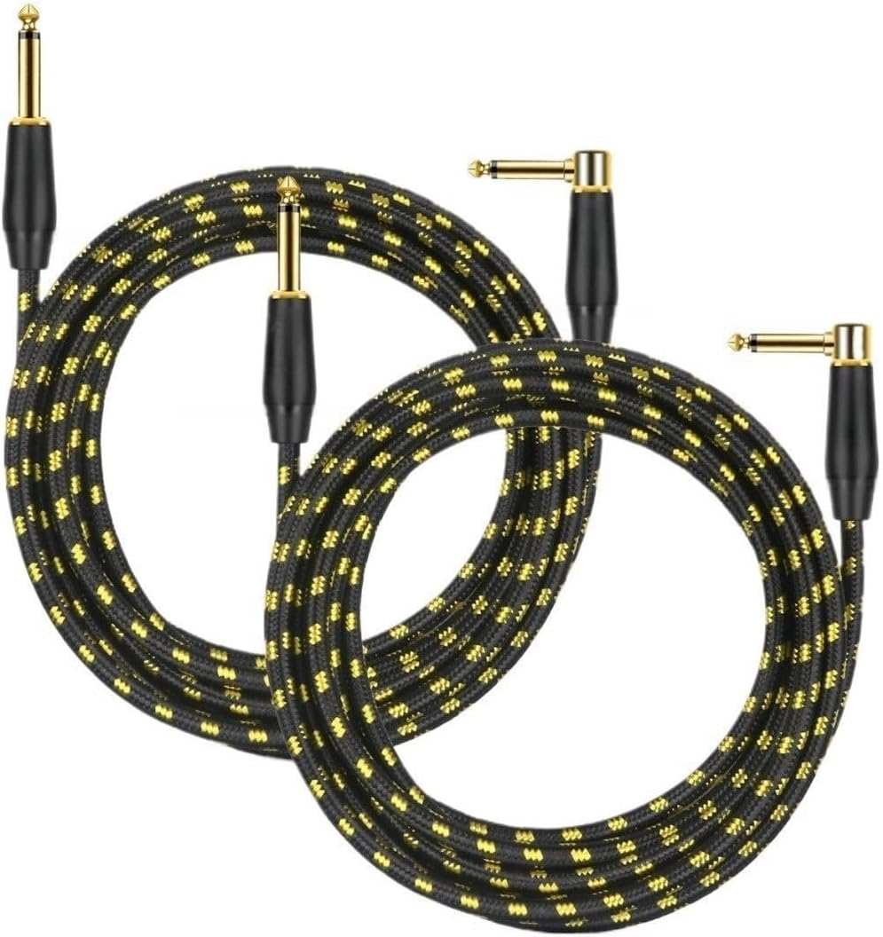 Ja-ck 1/4 Inch Instrument Cable Right-Angled to Straight 6.35mm Guitar Cable for Guitar Bass Keyboard Mixer Amplifier(Pack of 2,8m)