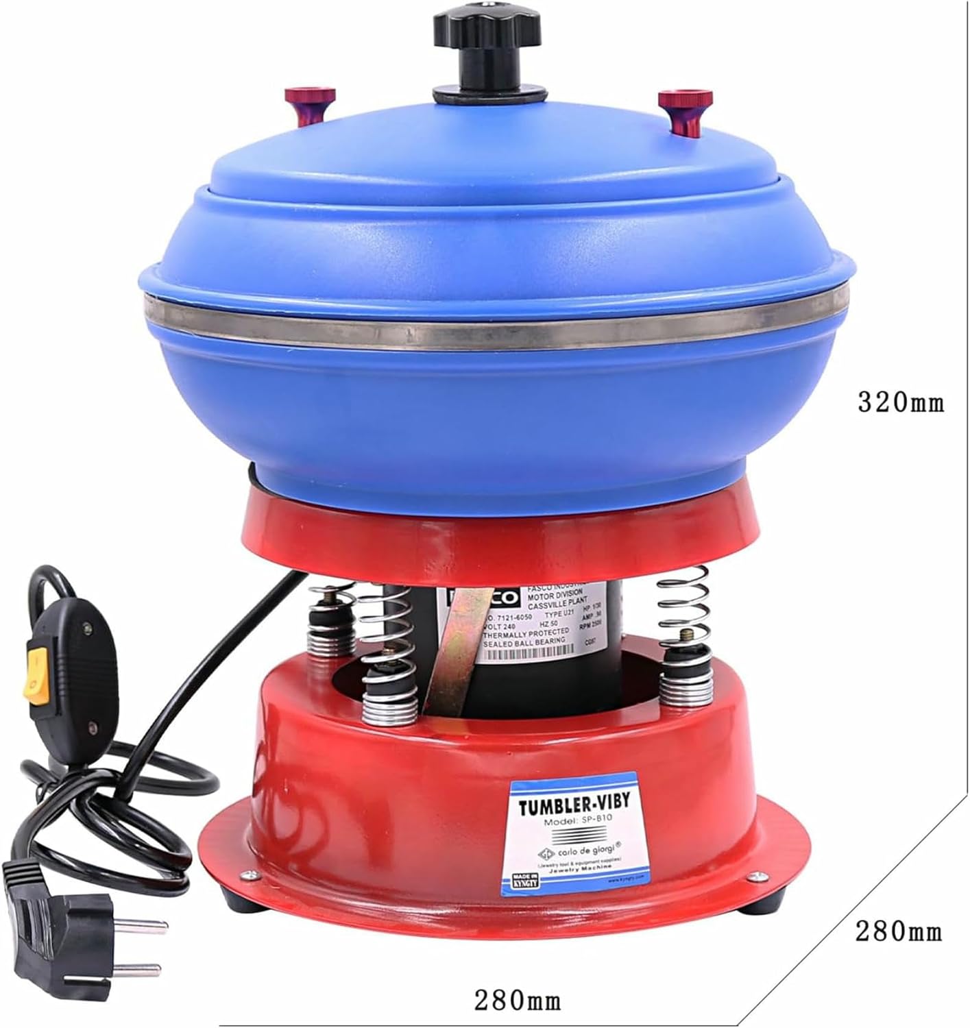 3.5L Vibratory Tumbler Polishing Machine, 260mm Vibrating Polishing Drum, Strong and Stable Surface Workpiece Polisher, Strong Load Capacity for Polishing Workpiece Surface