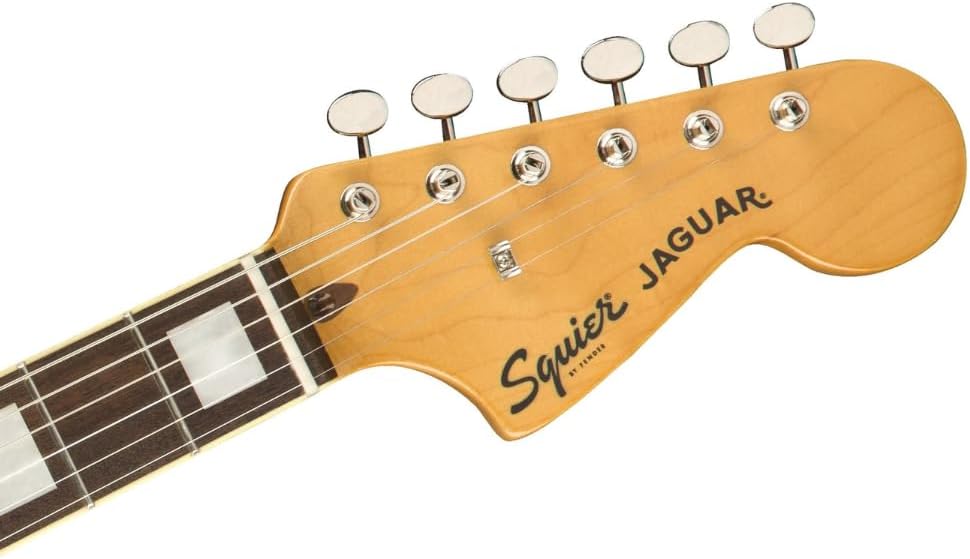 Fender Squier Classic Vibe '70s Jaguar - Indian Laurel Fingerboard, Black Bundle with Guitar Picks & Polishing Cloth