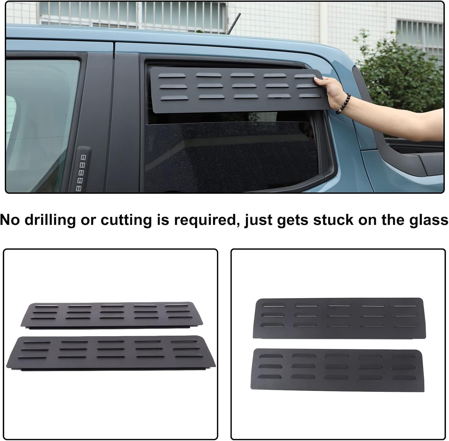 Aunginsy Car Aluminum Rear Side Window Louvers Air Vent Cover Compatible with Ford Maverick 2022-2025 Rear Side Window Louvers Sun Shade Cover Wind Vent Air Deflector Decoration Exterior Accessories