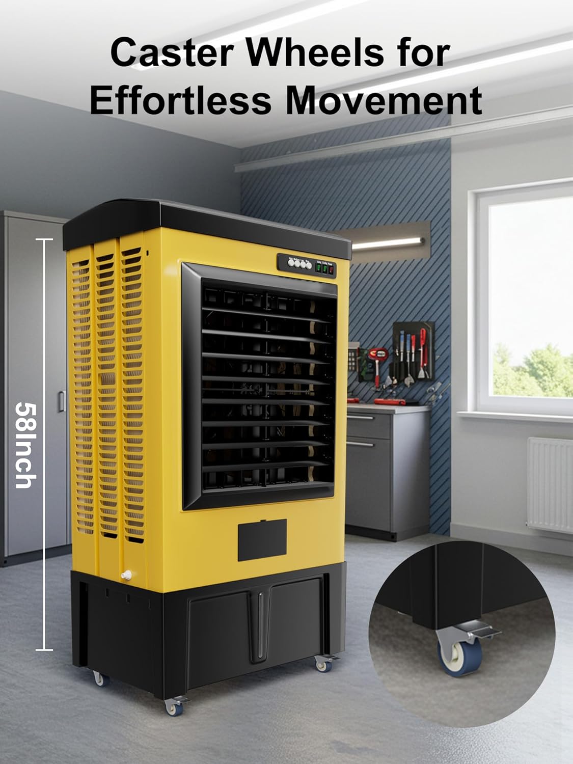 Uthfy 8979 CFM Swamp Cooler Air Conditioner, 58IN Evaporative Air Cooler with 36 Gal Water Tank, 3 Speeds, 120°Oscillation, 5 Ice Packs, Outdoor Air Conditioner for Garage, Patio, Yard, Factory