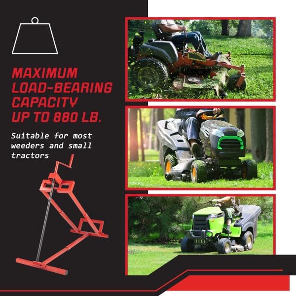 Mower Lift - 880lb Capacity Lawn Mower Lift Jack - Telescopic Maintenance Jack for Mowers and Tractors - Riding Mower Accessories by Stalwart (Red)