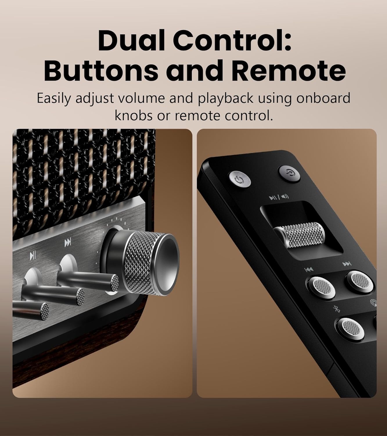 Edifier S300 Hi-Fi Tabletop Speaker, Hi-Res Audio LDAC for Wireless Multi-Room & Stereo Pairing, 80W Power Works with AirPlay 2 Bluetooth 5.4 USB-C AUX Inputs, Retro Design with Remote - Brown