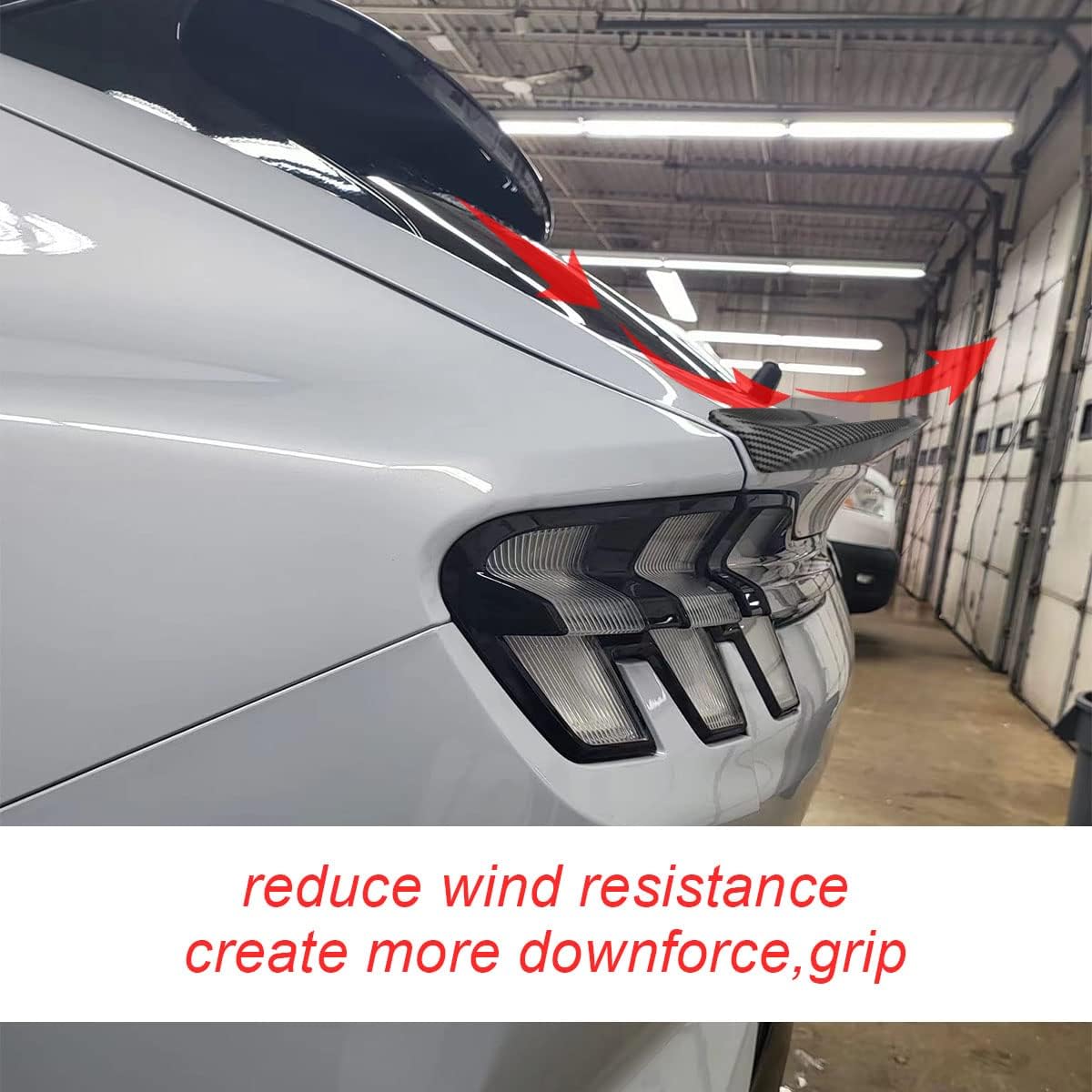 AOSKonology Rear Spoiler Trunk Spoiler Wing Compatible with Mustang Mach E 2021 2022 2023 2024 2025 Exterior Accessories (V2 Carbon Fiber)