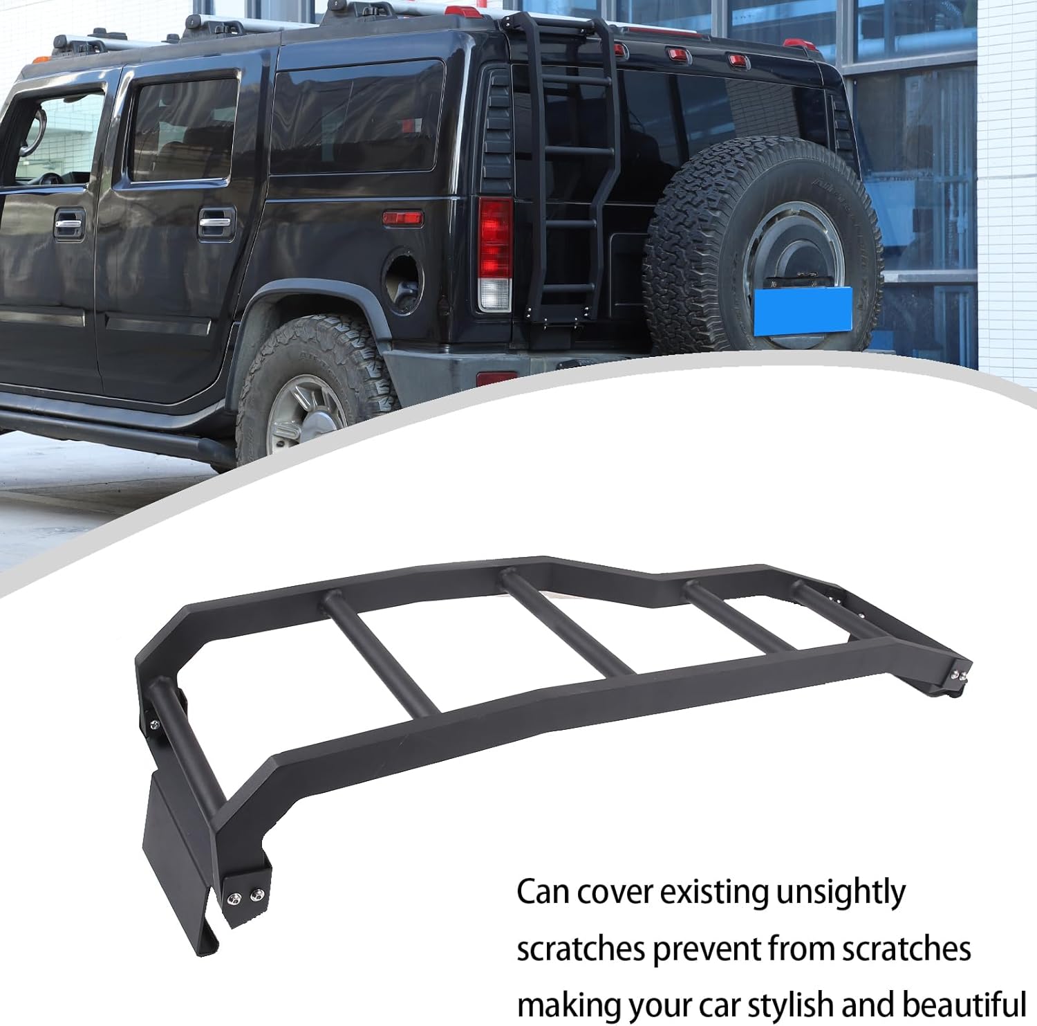 Lcojicep Aluminum Car Rear Tail Door Ladder Climbing Luggage Carriers Car Body Functional Decoration Accessories Compatible with Hummer H2 2003-2009 Rear Door Tailgate Ladder Kit
