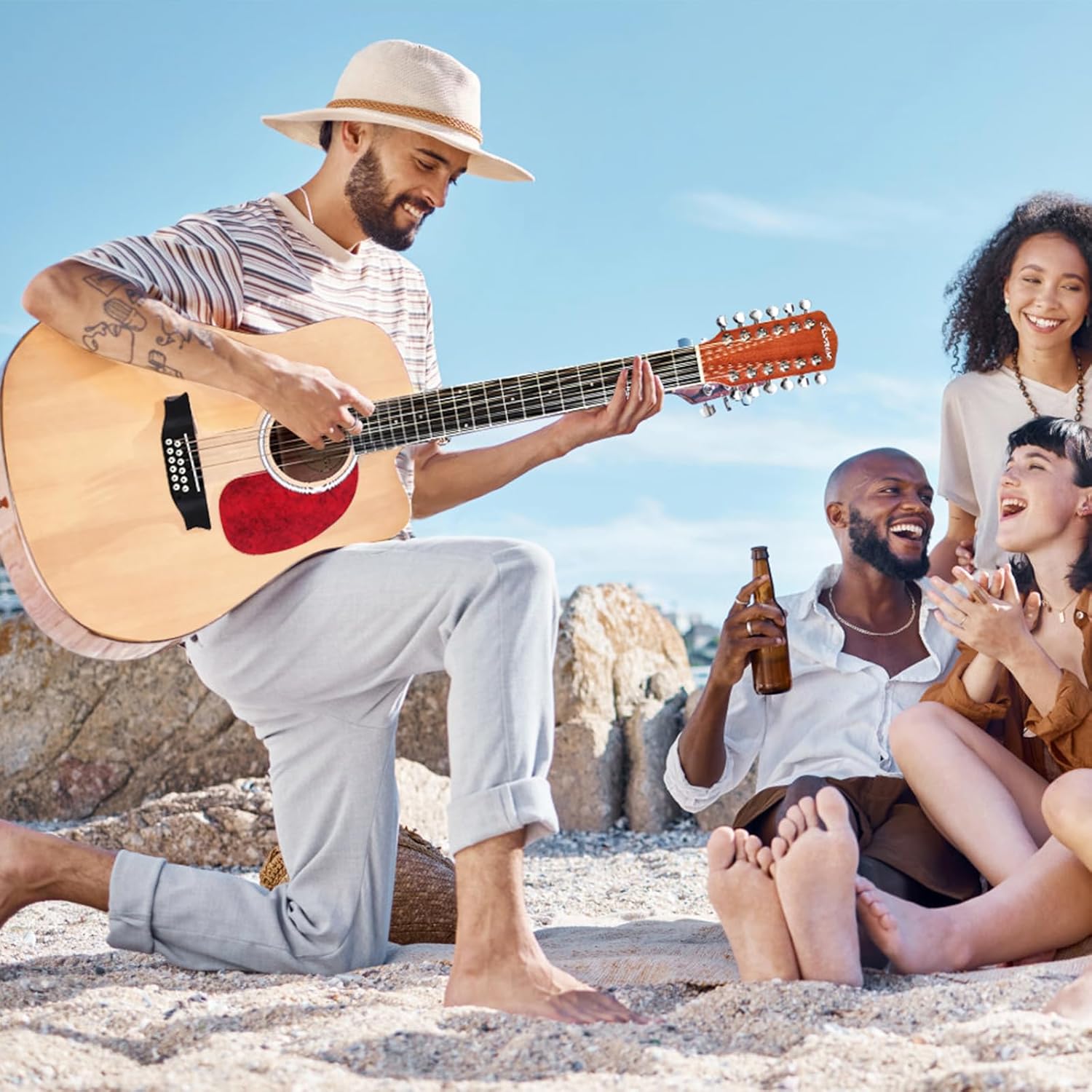 Asmuse 12 String Guitar,42” Acoustic Electric Guitar,Full Size 12 String Acoustic Guitar Bundle with 4-Band EQ, Gig Bag, Picks, Shoulder Strap