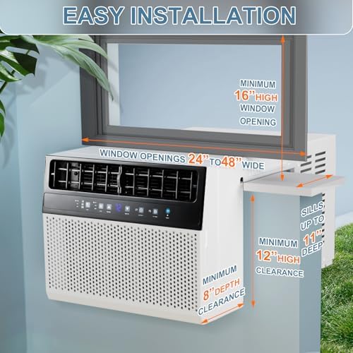 Antarctic Star 10,000 BTU Window Air Conditioners, U-Shaped Air Condtioner Window Unit Cools up to 450 Sq.Ft, Energy-saving Window AC Units, 6 Modes 24H Timer, Easy to Instal, White