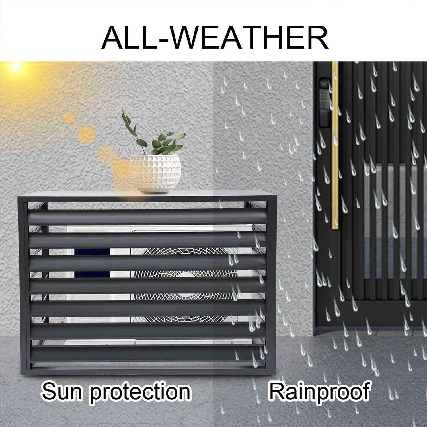 Aluminum Ac Unit Covers Outdoor, Privacy Screens Fence Panels for Air Conditioners Trash Bins, Isolate Pets, Fallen Leaves, Anti Theft(Gray,110cm)