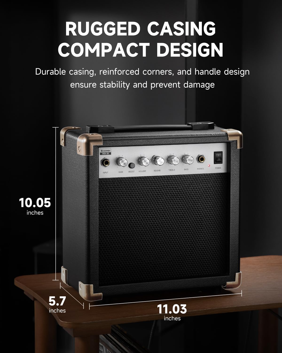 Donner Electric Guitar Amp 20W, DEA-20 Guitar Amplifier with Reverb Effects, Practice Amp with Convenient Clean&Overdrive Switch for Portable