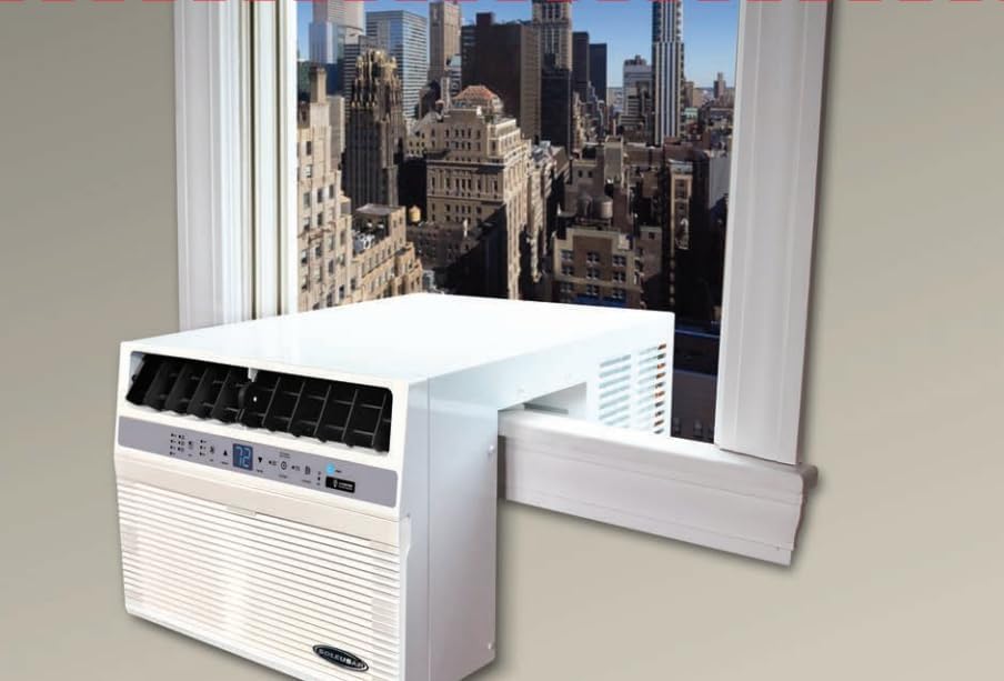 Soleus Air 10,000 BTU Over-the Sill Saddle Hybrid Air Conditioner w/Heat: Wi-Fi Enabled, Quiet Operation, Window View Friendly (Up to 12.5