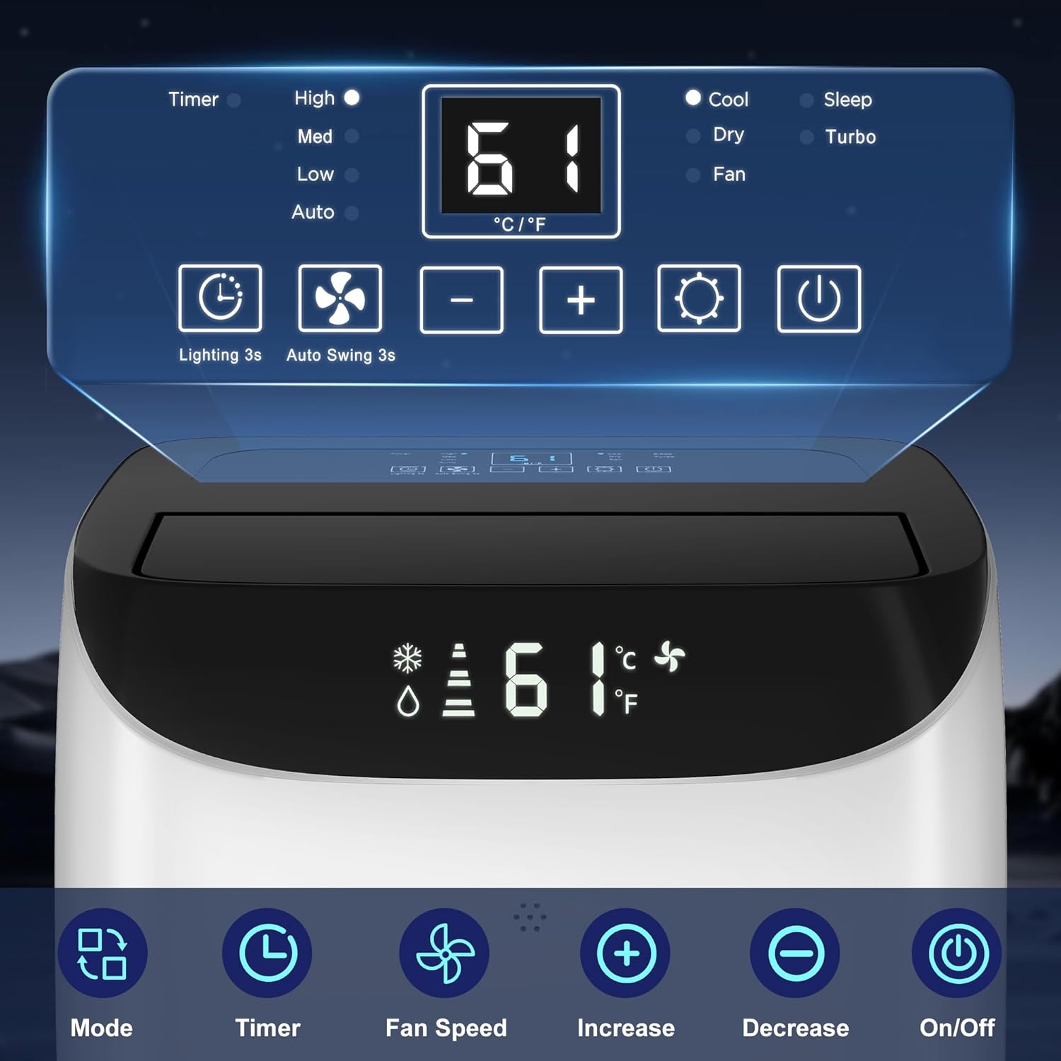 Inverter 16000BTU Portable Air Conditioners with Remote, Free Stand Cooling Portable AC Unit for Room up to 800 sq.ft, with Dehumidifier & Fan, Dual Hose, Quiet Sleep Mode(45dB), Windows Kit